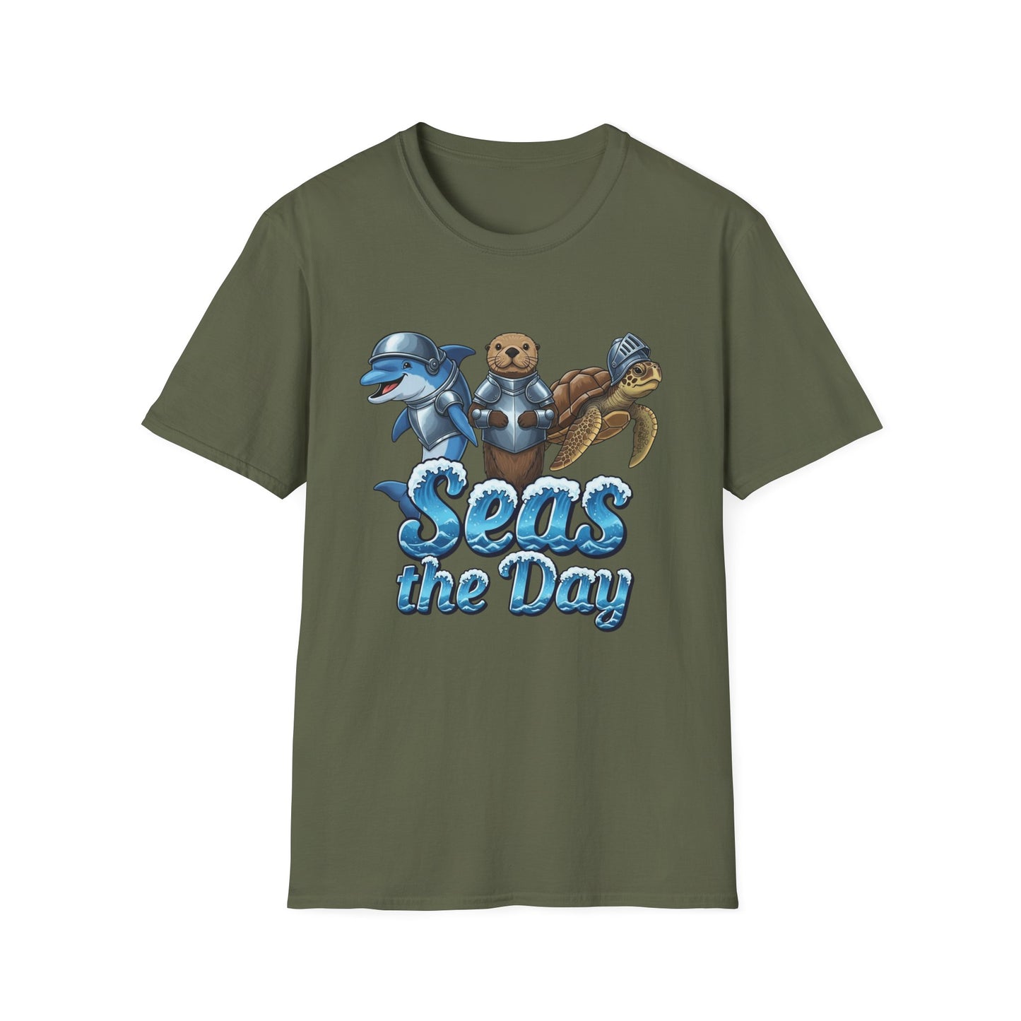 Seas the Day Shirt | Ocean Knight Animals Dolphin Otter Turtle Graphic Tee | Funny Sea Life Adventure Tee | Gift for Beach Lovers