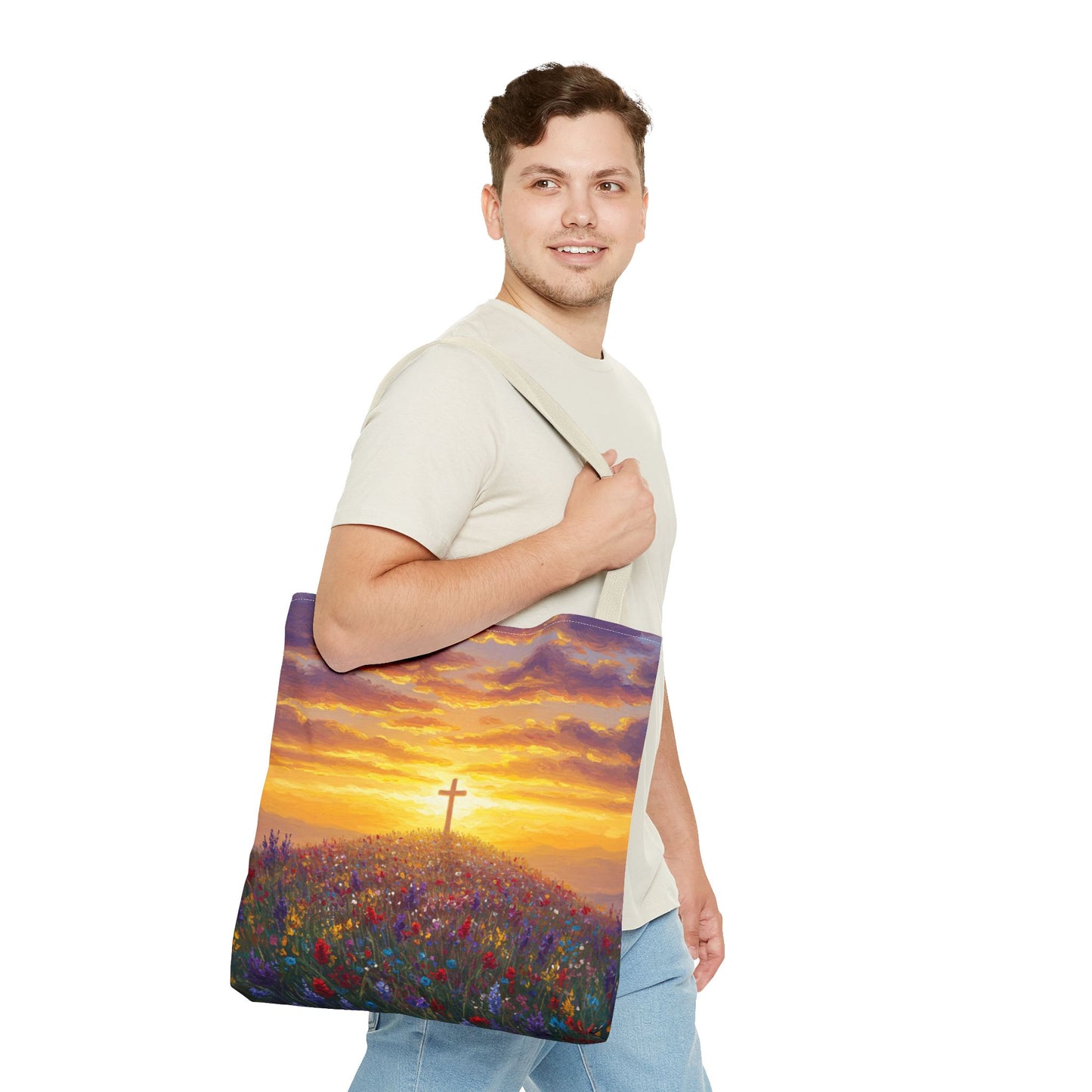 Cross Painted Tote Bag Christian Bag Inspirational Tote Spiritual Bag Religious Tote Bag
