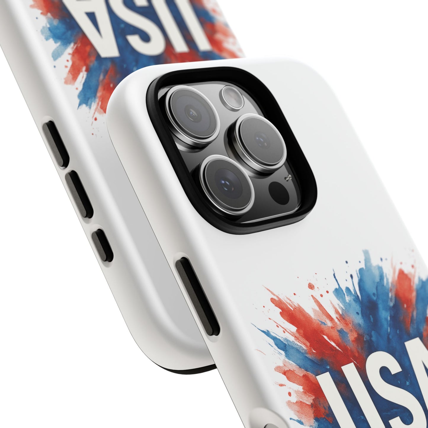 USA Splash iPhone Case - Patriotic Red White Blue Tough Cover, Dual-Layer Protection, 4th of July Memorial Day Gift