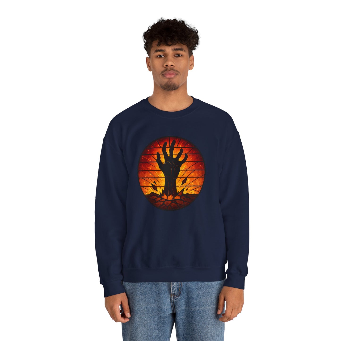 Zombie Hand Sweatshirt, Creepy Rising Hand Crewneck, Halloween Graveyard Sweatshirt, Spooky Hand Emerging, Gothic Horror Sweater
