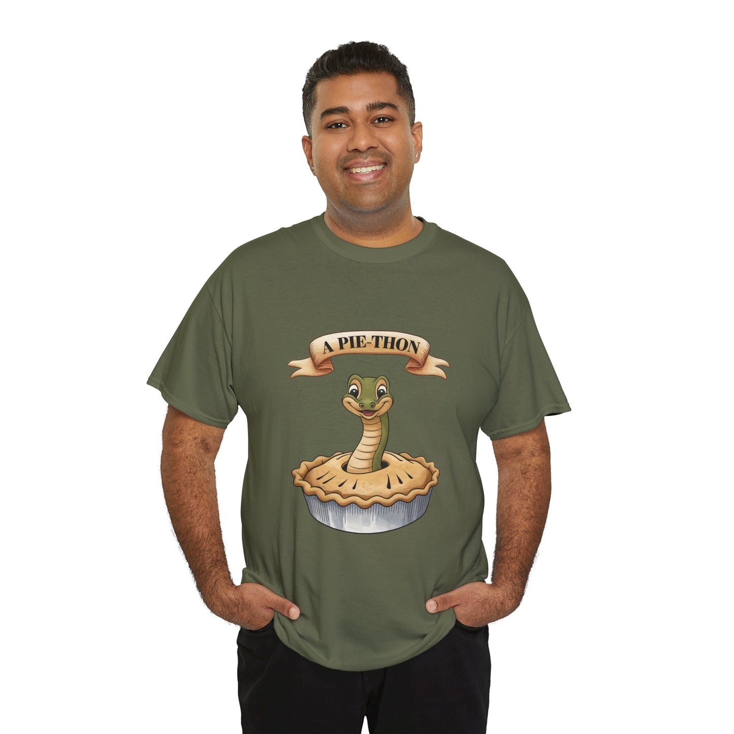 A Pie-Thon Funny Snake Pun Shirt – Cute Animal Joke T-Shirt – Quirky Graphic Tee for Pun Lovers, Reptile Fans, and Unique Gift Ideas
