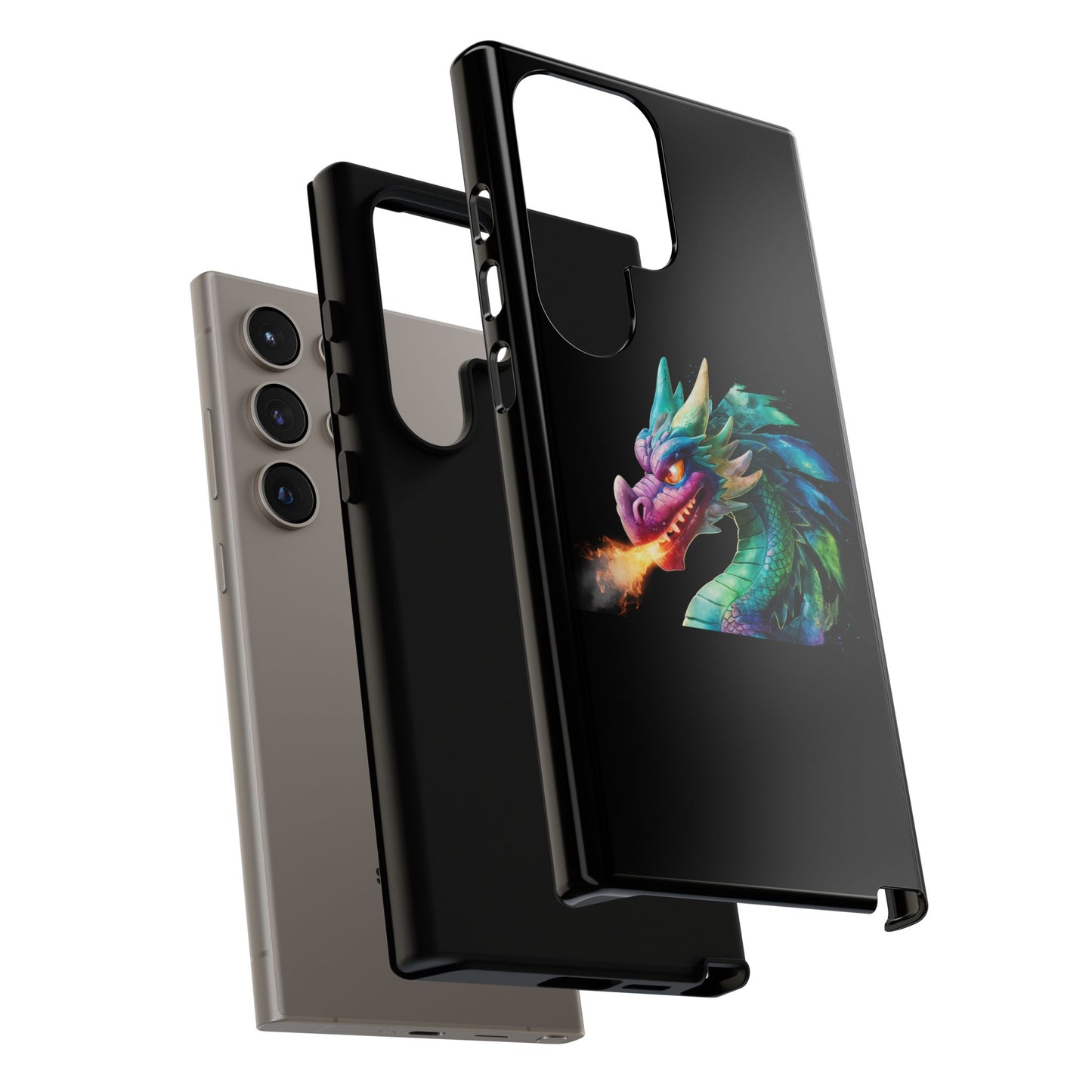 Fire-Breathing Dragon Samsung Case - Tough Fantasy Art Cover - Dark Academia Aesthetic Geek Gift for Galaxy S23/S24/S25/Ultra
