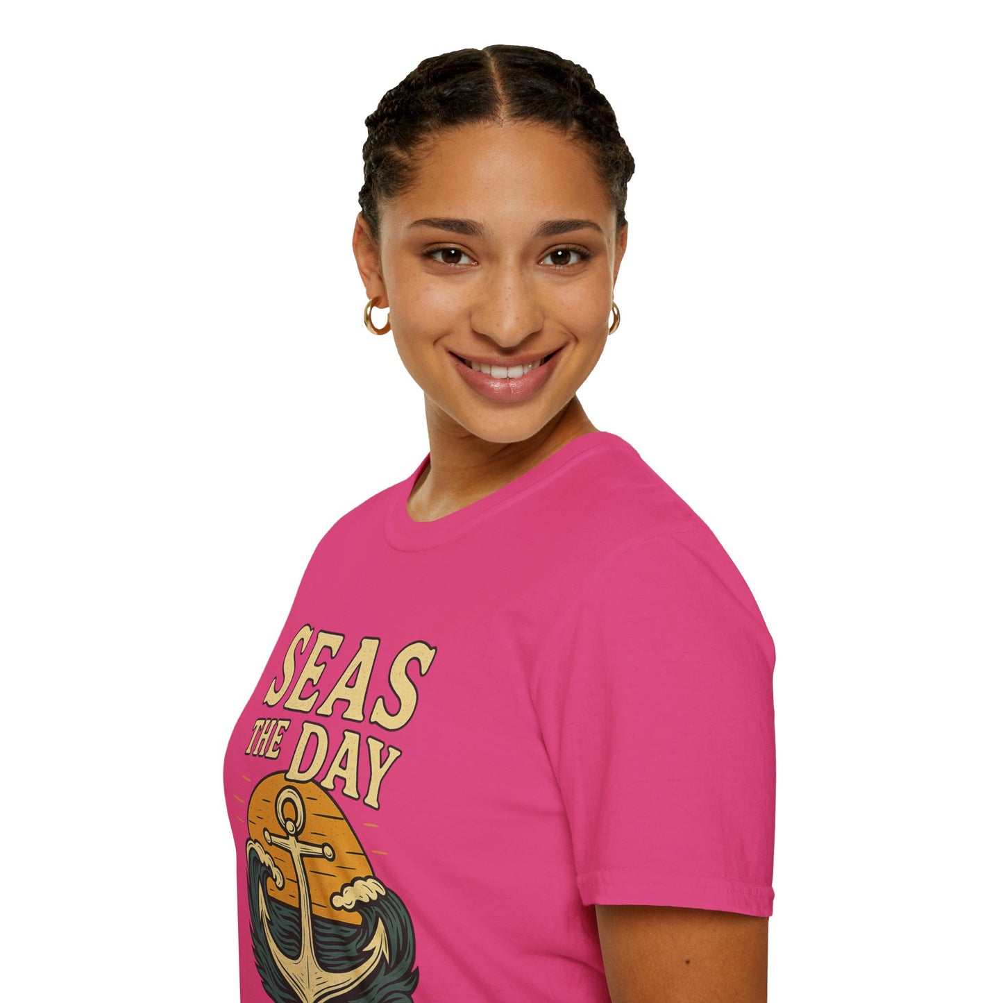 Seas the Day Shirt – Nautical Anchor Ocean Tee | Coastal Beach Graphic T-Shirt | Funny Seaside Pun Gift | Unisex Summer Travel Top