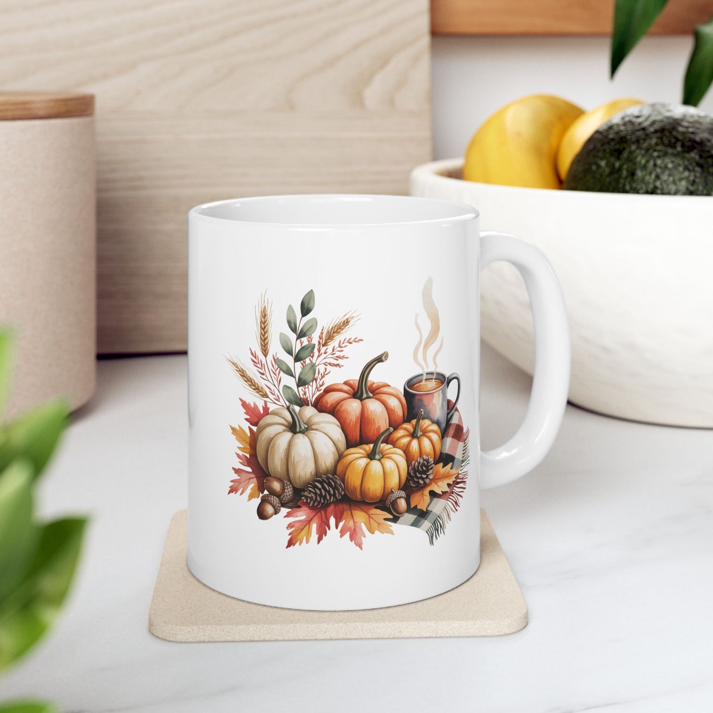 Autumn Harvest Ceramic Mug - Perfect for Fall Coffee Lovers, Pumpkin Spice, Thanksgiving, Cozy Home Decor, Gift for Friends