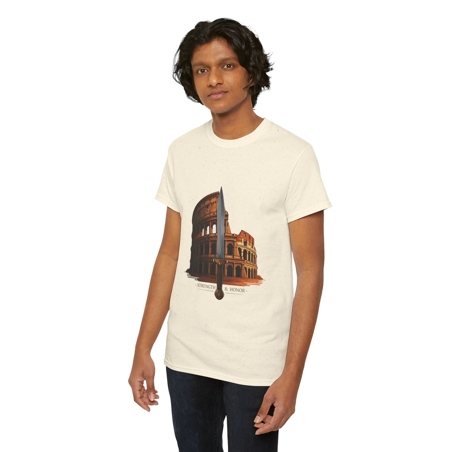 Strength & Honor Gladiator Shirt – Roman Colosseum Sword Graphic Tee – Ancient Rome History T-Shirt for Gladiator & Travel Fans