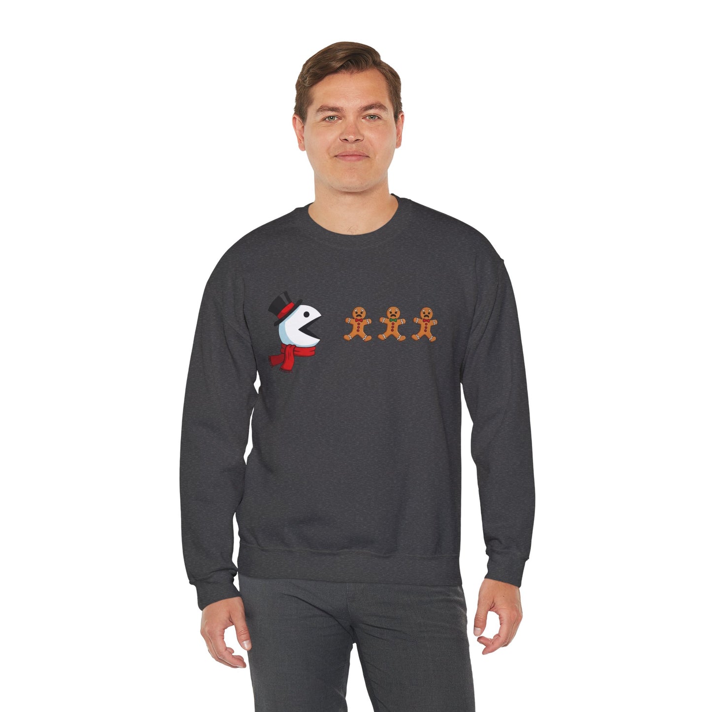 Funny Snowman And Gingerbread Sweatshirt, Cute Christmas Crewneck, Holiday Winter Sweater, Festive Graphic Pullover For Men And Women
