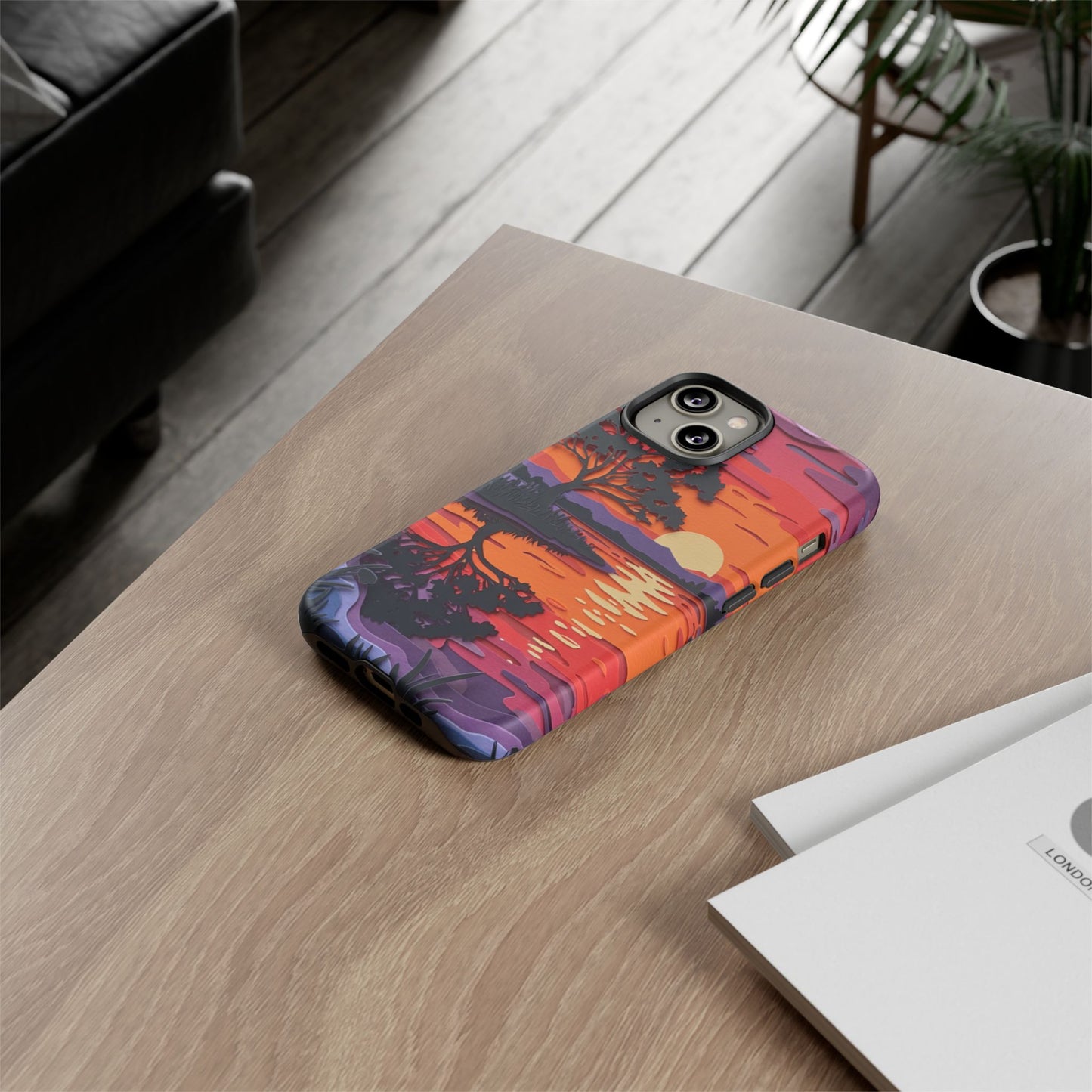 iPhone Case - Colorful Paper Art Sunset Design