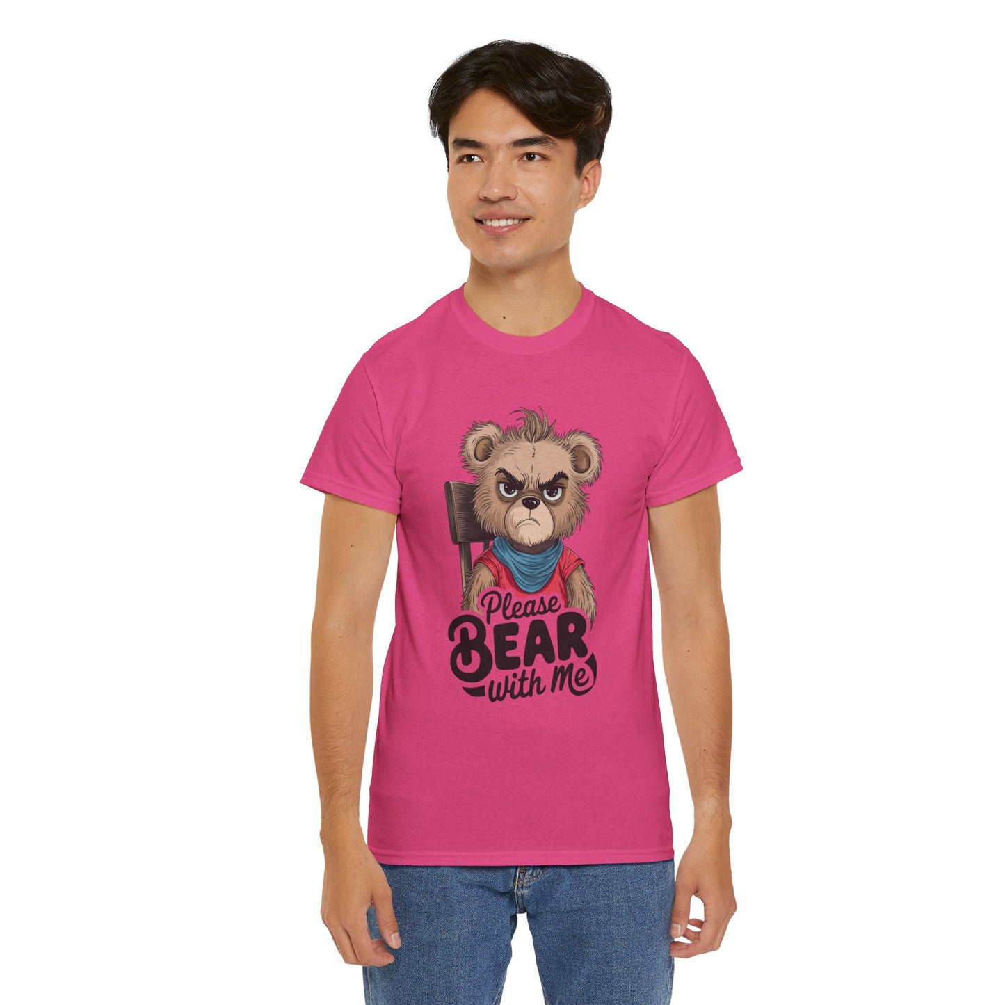 Grumpy Bear Graphic Tee – Please Bear With Me Shirt – Funny Animal T‑shirt – Sarcastic Humor Gift – Cute Bear Meme Art Tee