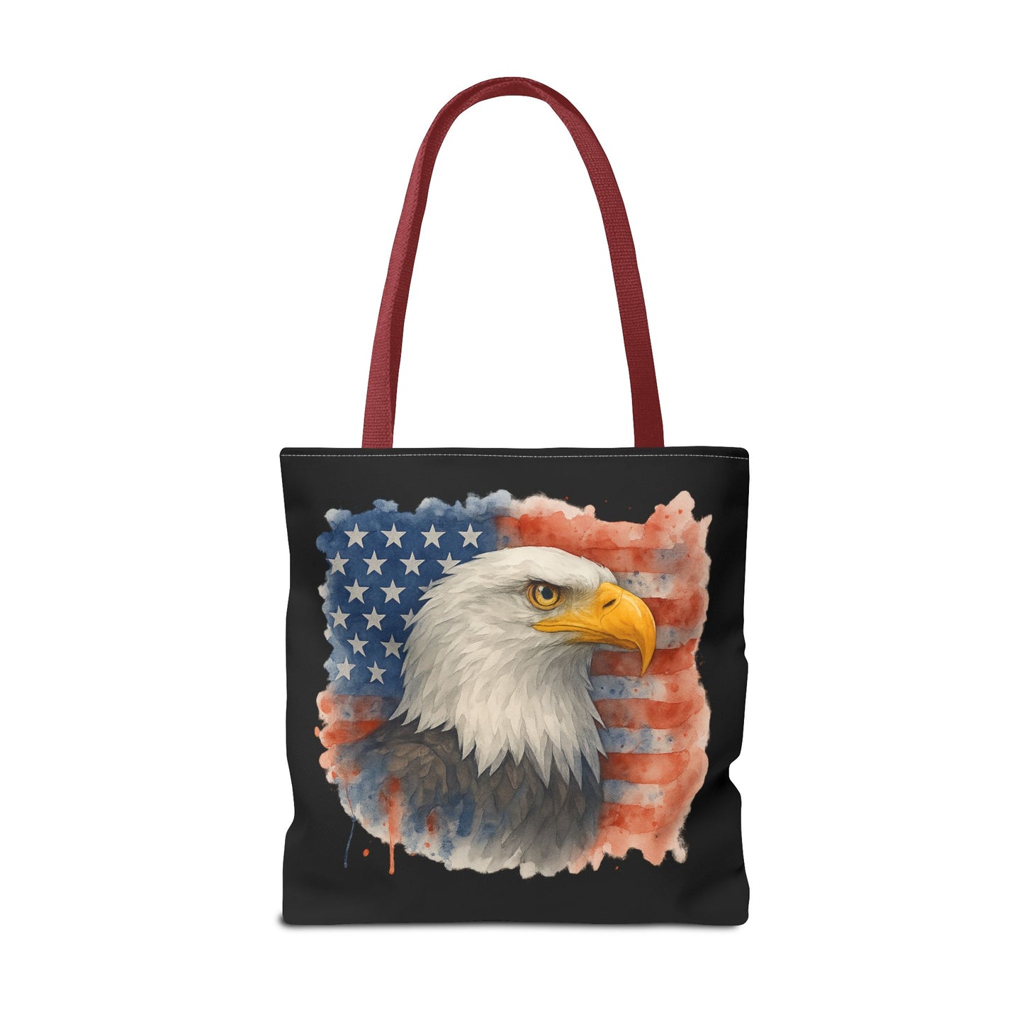 Patriotic Tote Bag with American Flag and Bald Eagle Watercolor Print 4th of July Bag Memorial Day Tote Veteran's Day Tote Bag