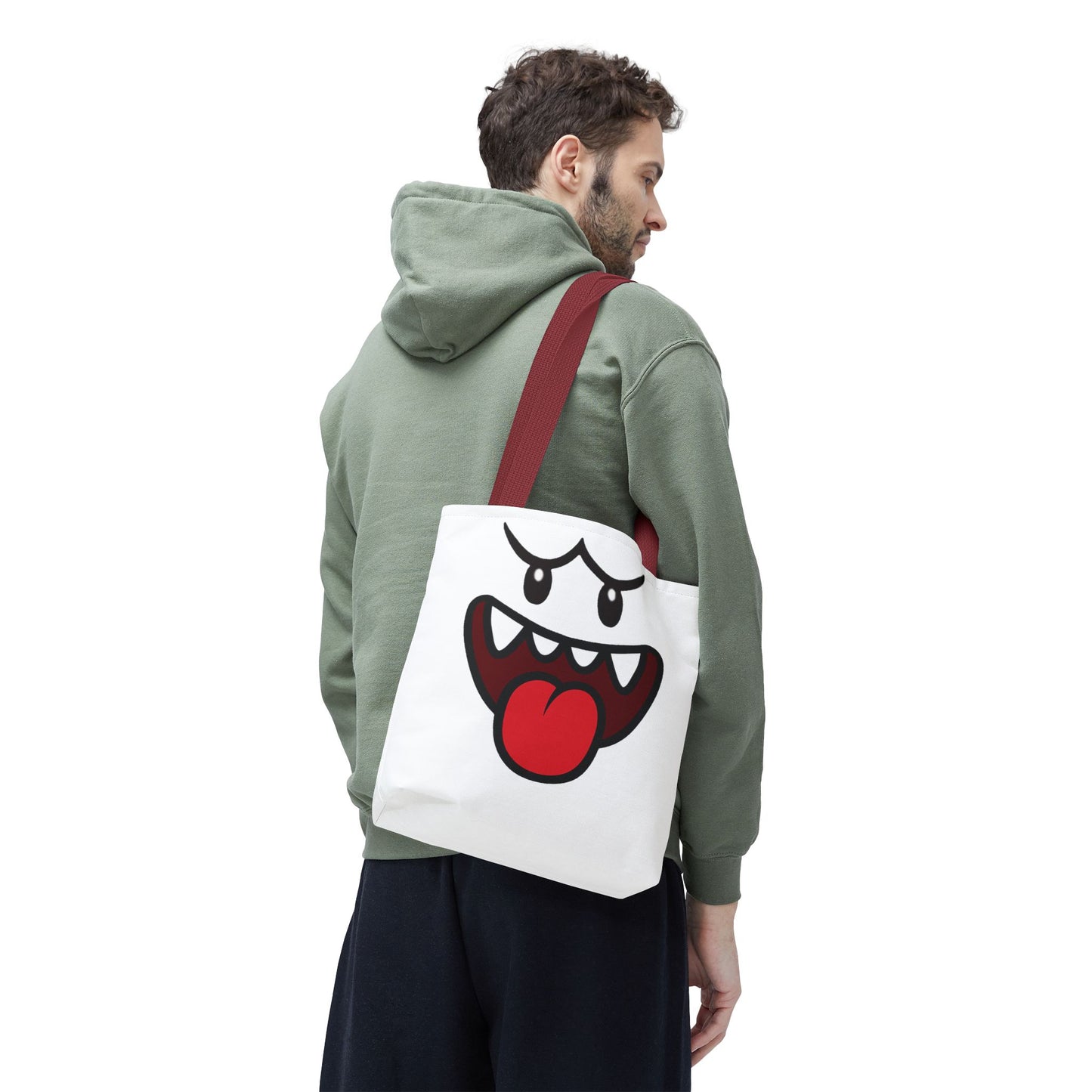 Funny Ghost Face Tote Bag, Spooky Halloween Shopping Bag, Creepy Cute Gamer Tote, Novelty Reusable Canvas Bag, Horror Themed Trick or Treat Bag
