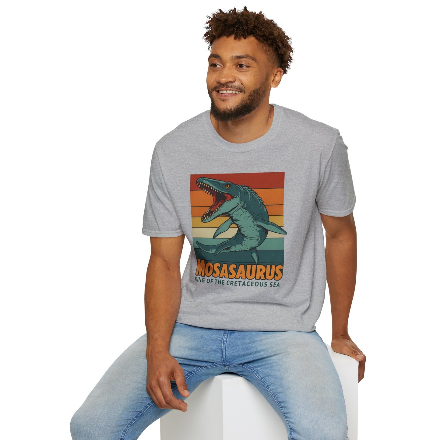 Retro Mosasaurus T-Shirt - Cretaceous Sea Monster Graphic Tee, Dinosaur Lover Gift, Paleontology Birthday, Soft Unisex Jurassic Cotton
