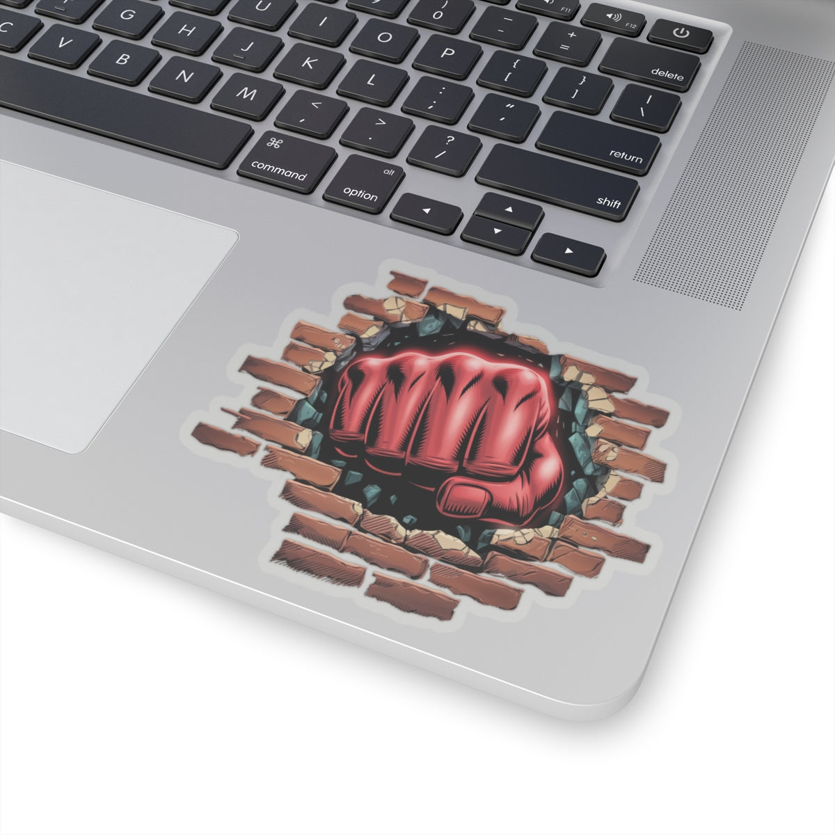 Sticker Red Fist Brick Wall Smash Kiss-Cut Sticker