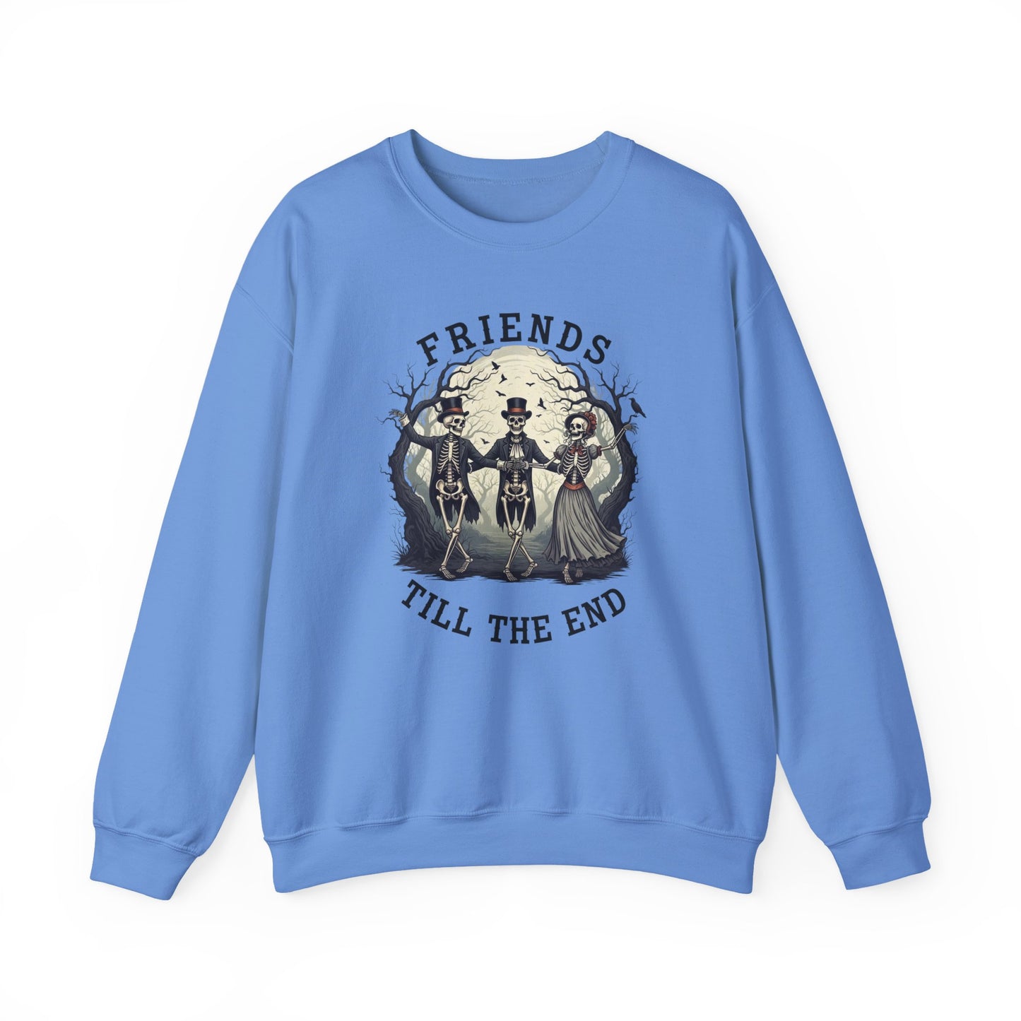 Friends Till The End Skeleton Sweatshirt | Dancing Skeletons Halloween Crewneck | Spooky Fall Graphic Pullover Gift for Bestie