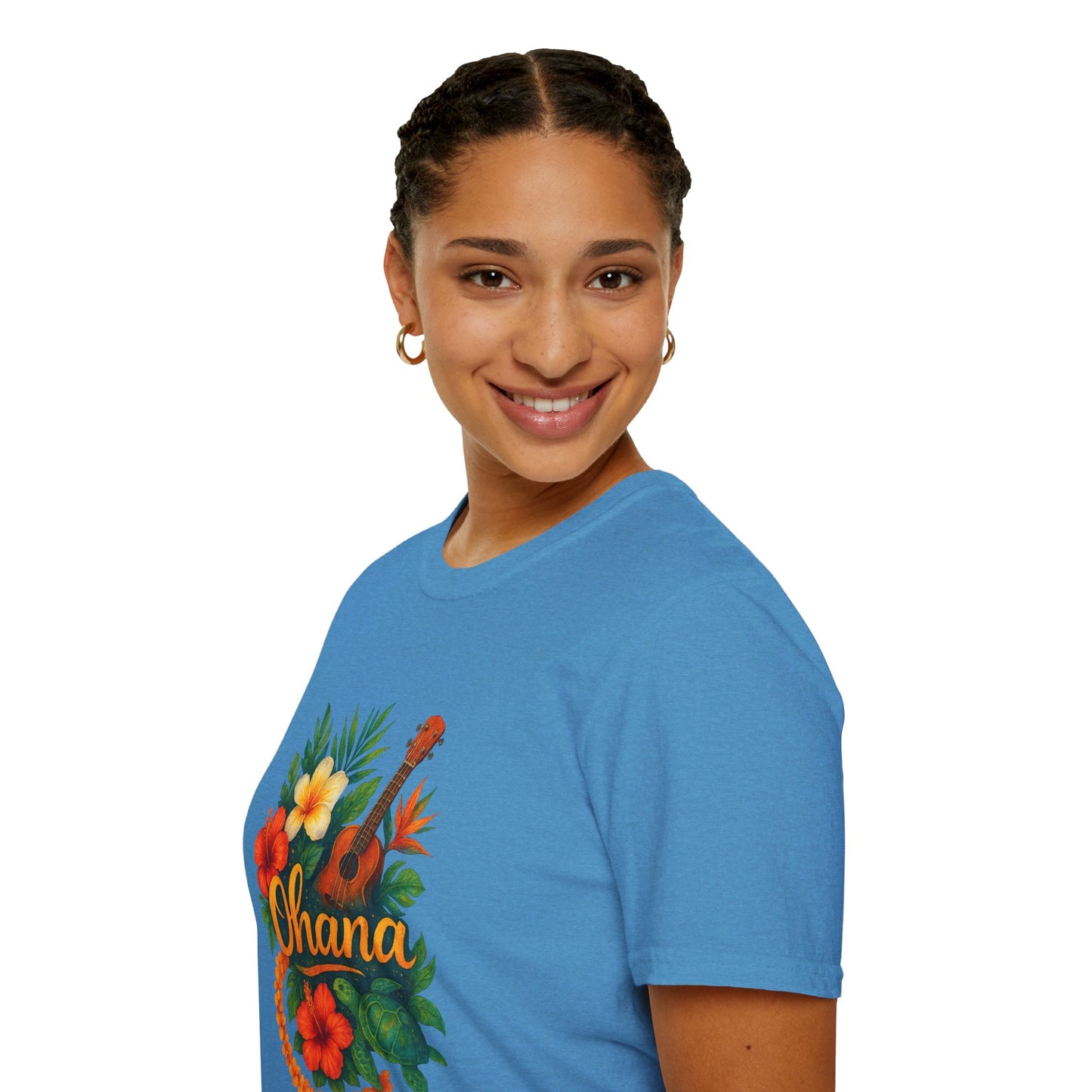 Ohana Hawaiian Shirt | Tropical Family T-Shirt | Luau Vacation Tee | Aloha Summer Shirt | Ukulele Turtle Floral Beach Gift