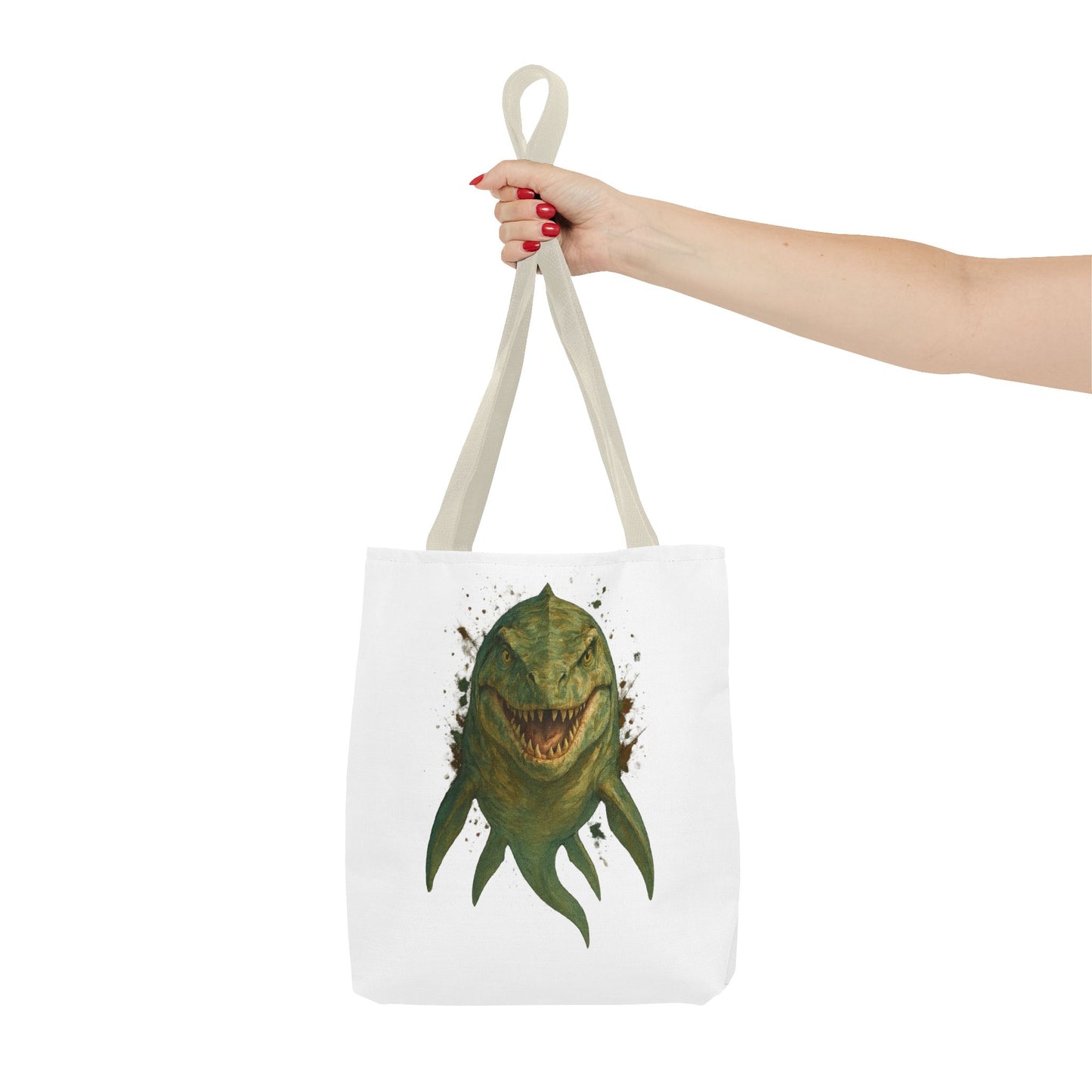 Watercolor Mosasaurus Tote Bag - Prehistoric Sea Monster Art, Dinosaur Ocean Reptile Gift, Eco Canvas Bag for Dino and Marine Fans