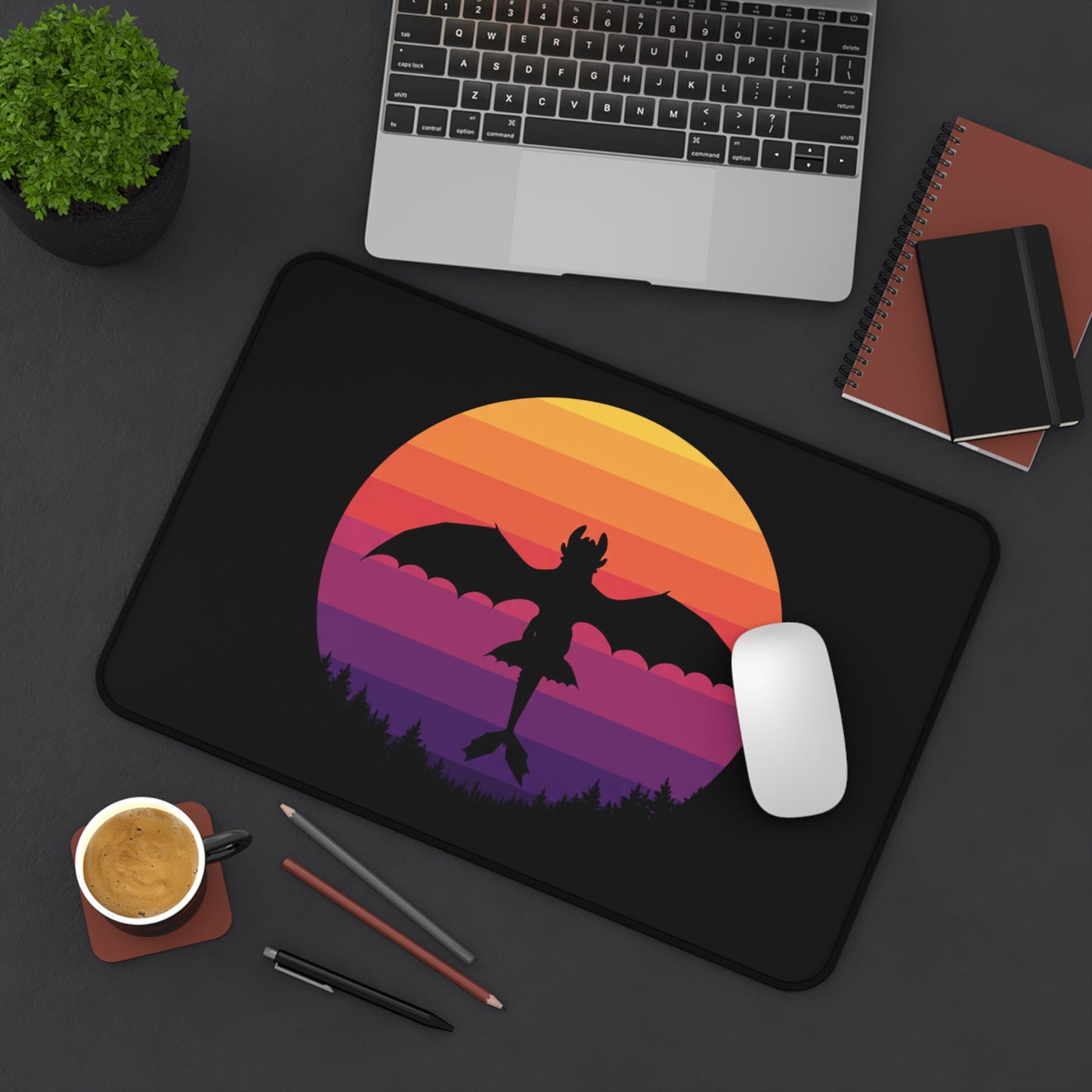 Dragon Desk Mat, Gaming Mouse Pad, Fantasy Desk Decor, Gothic Aesthetic Desk Pad, Gift for Gamer, Dragon Lover Office Decor