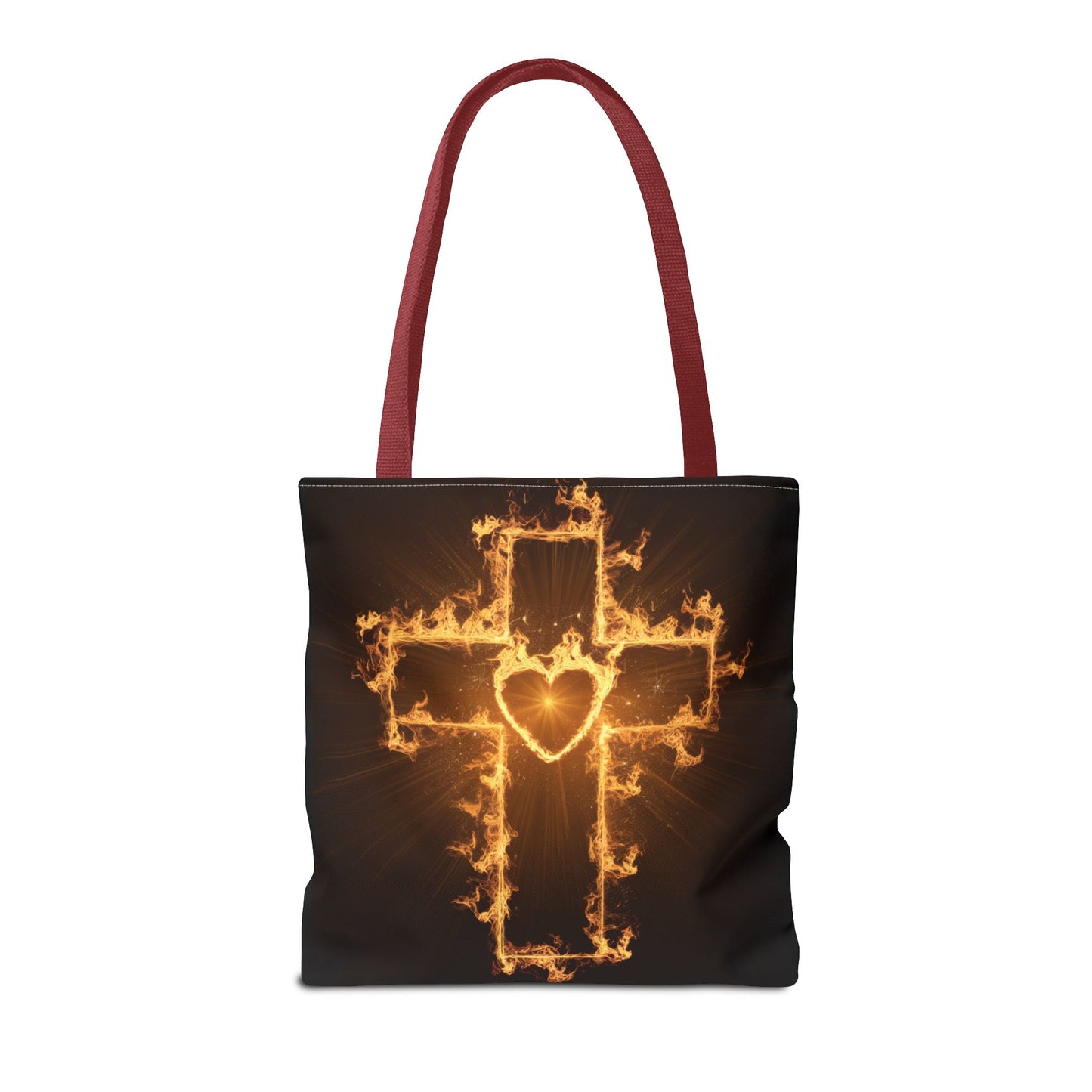 Stylish Flame Cross Tote Bag - Faith-Inspired Fashion