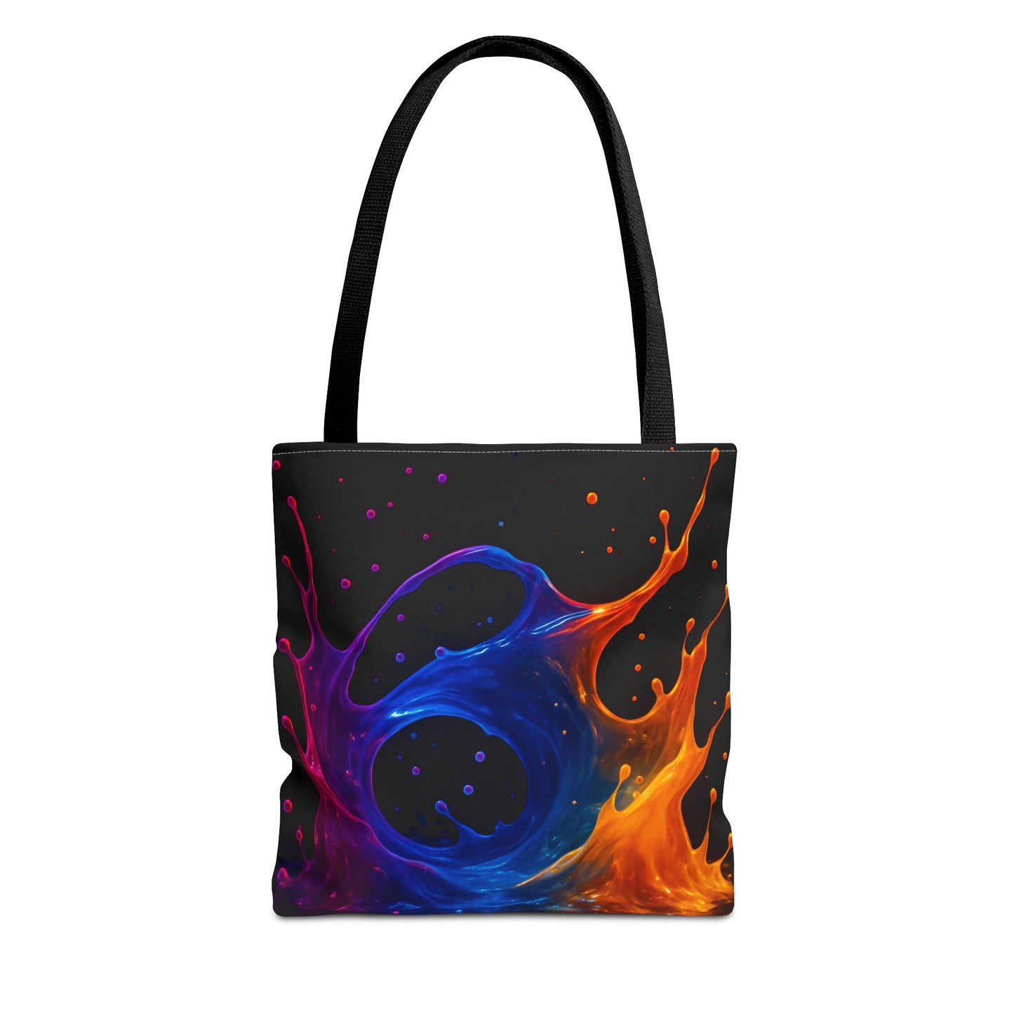Elemental Fusion Tote Bag, Fire And Water Abstract Art Design, Vibrant Blue And Orange Splash Reusable Tote For Artists, Travel, And Everyday Use