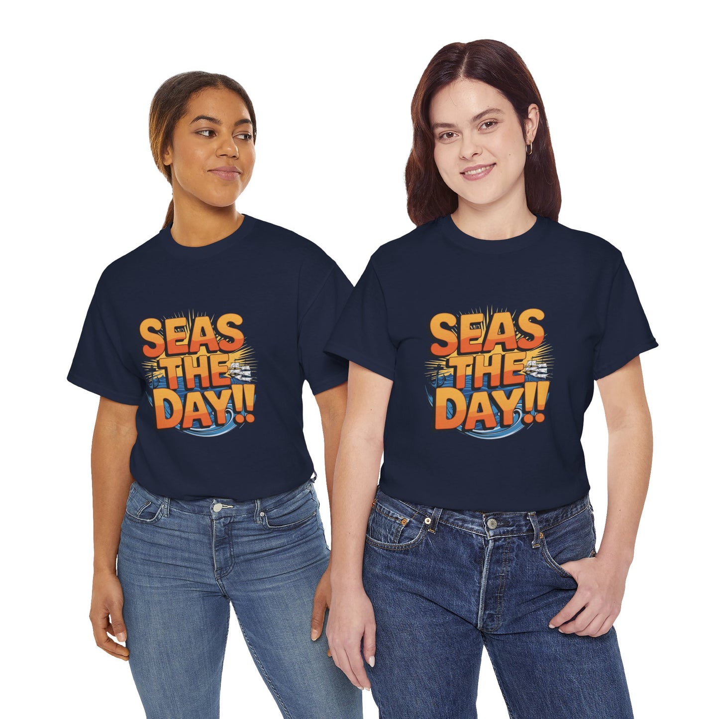 Seas The Day!! Tee • Ocean Pun Graphic Shirt • Comfort Colors Unisex Beachy Vibes • Nautical Aesthetic • Gift for Sea Lovers & Summer Vacays
