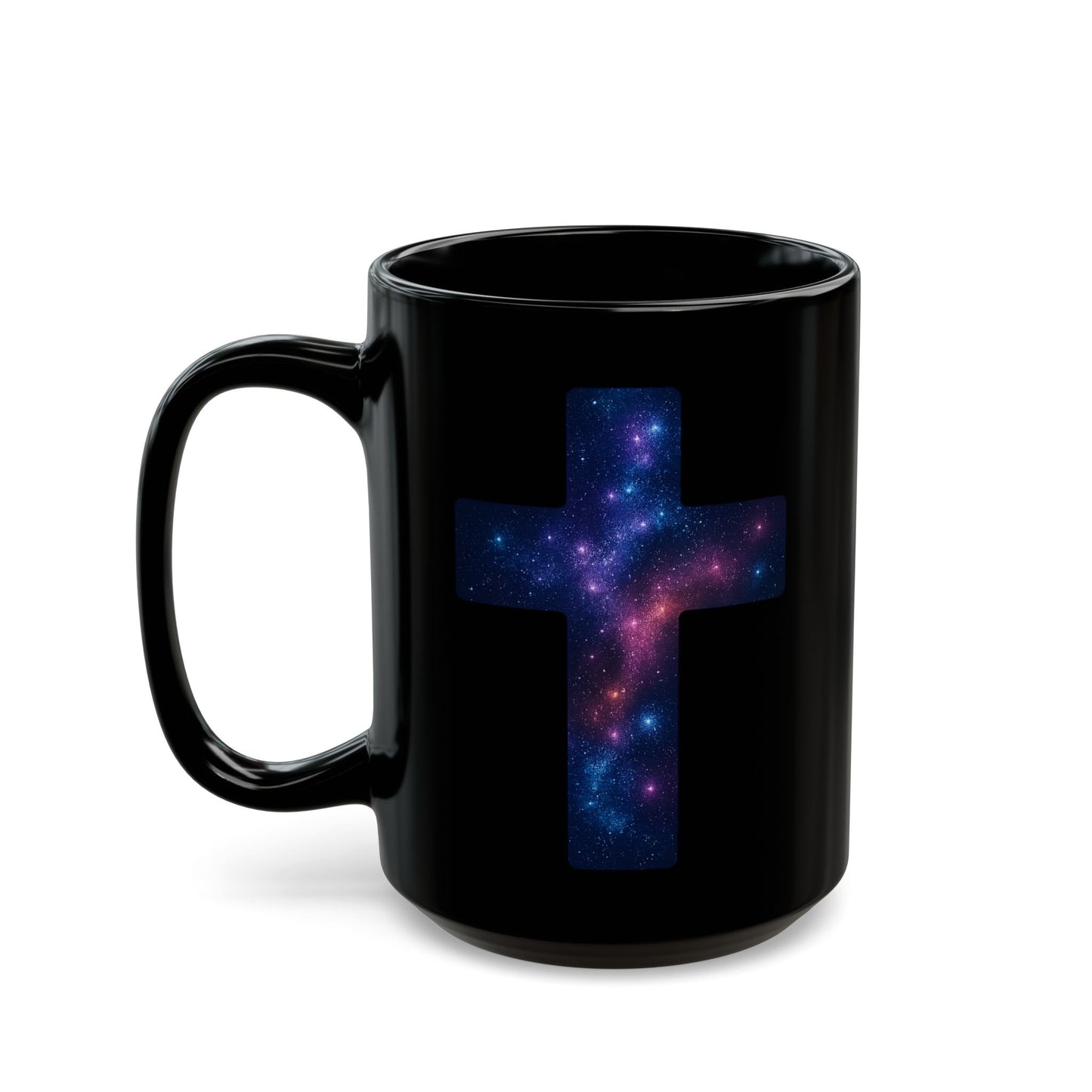 Galaxy Cross Coffee Mug – Celestial Cosmic Cross Design, Space Nebula Drinkware, Galaxy Art Mug, Trendy Astronomy Gift