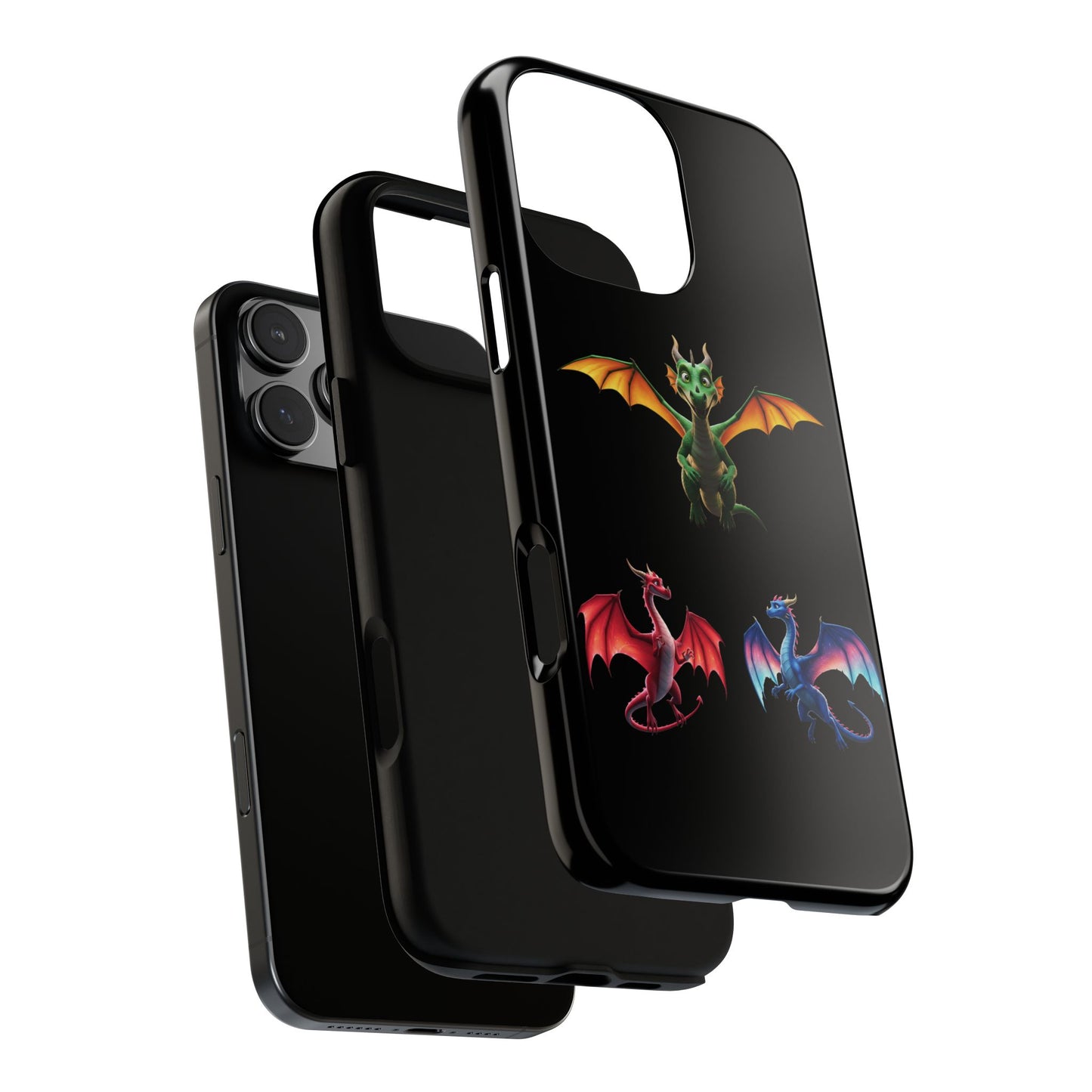 Vibrant Fantasy Dragon iPhone Case - Tough Armor Cover for iPhone 15/14/13 - Colorful Mythical Wings Gift for Dragon Lovers