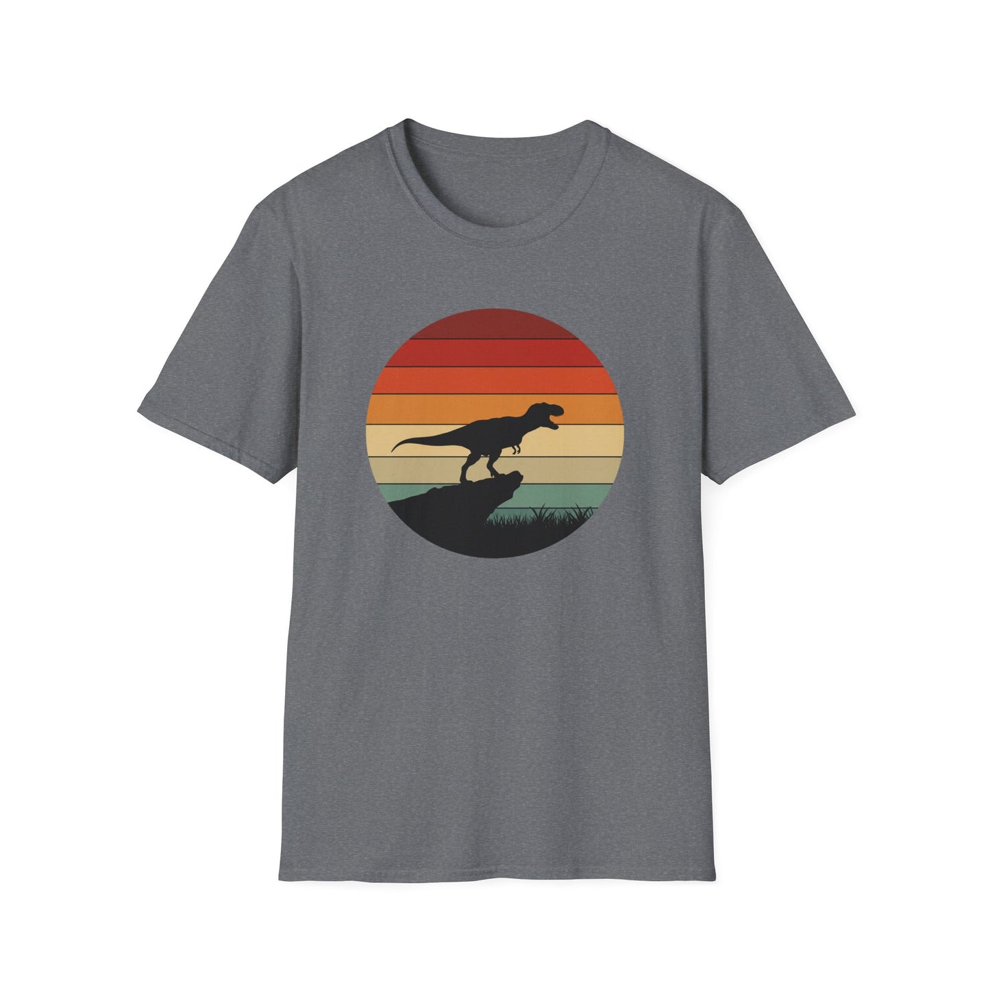 Retro T-Rex Dinosaur Shirt for Men Women - Vintage Sunset Graphic Tee - Unisex Jurassic Gift Idea Funny Casual Dino T-Shirt