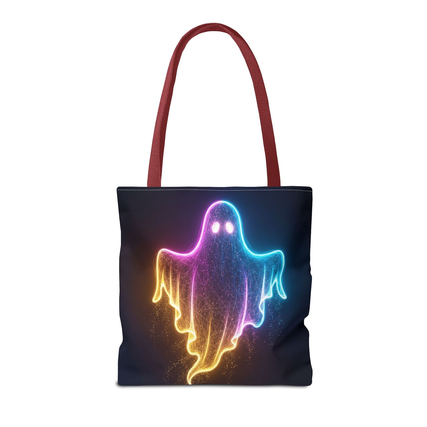 Neon Ghost Tote Bag - Bright Colorful Ghost Print Shoulder Tote, Spooky Cute Reusable Canvas Bag, Halloween Aesthetic Everyday Carry