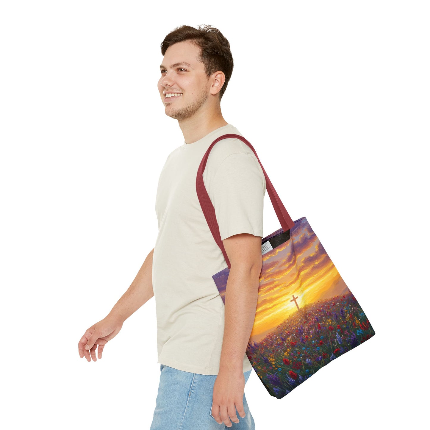 Cross Painted Tote Bag Christian Bag Inspirational Tote Spiritual Bag Religious Tote Bag