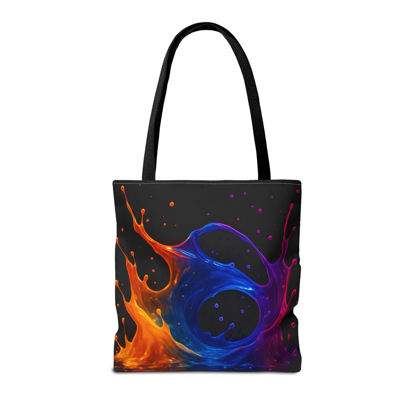 Elemental Fusion Tote Bag, Fire And Water Abstract Art Design, Vibrant Blue And Orange Splash Reusable Tote For Artists, Travel, And Everyday Use