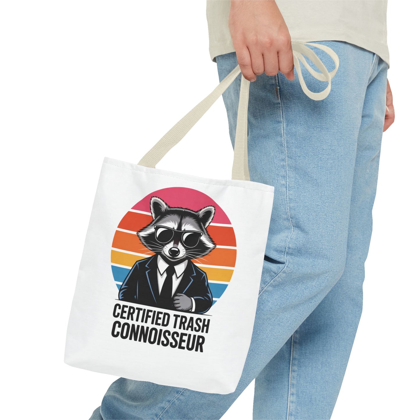 Certified Trash Connoisseur Raccoon Tote Bag Fun and Quirky Everyday Carry Trash Panda Bag