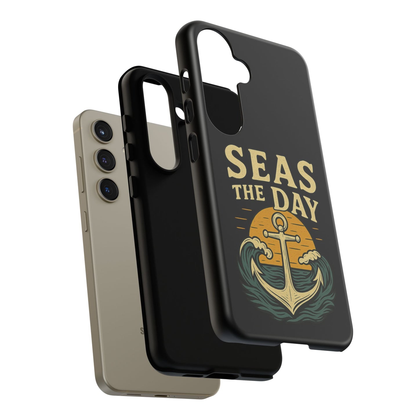 Seas the Day Samsung Case – Nautical Phone Case – Anchor Pun Gift – Ocean Lover Accessory – Motivational Phone Cover – Beach Vibes Case