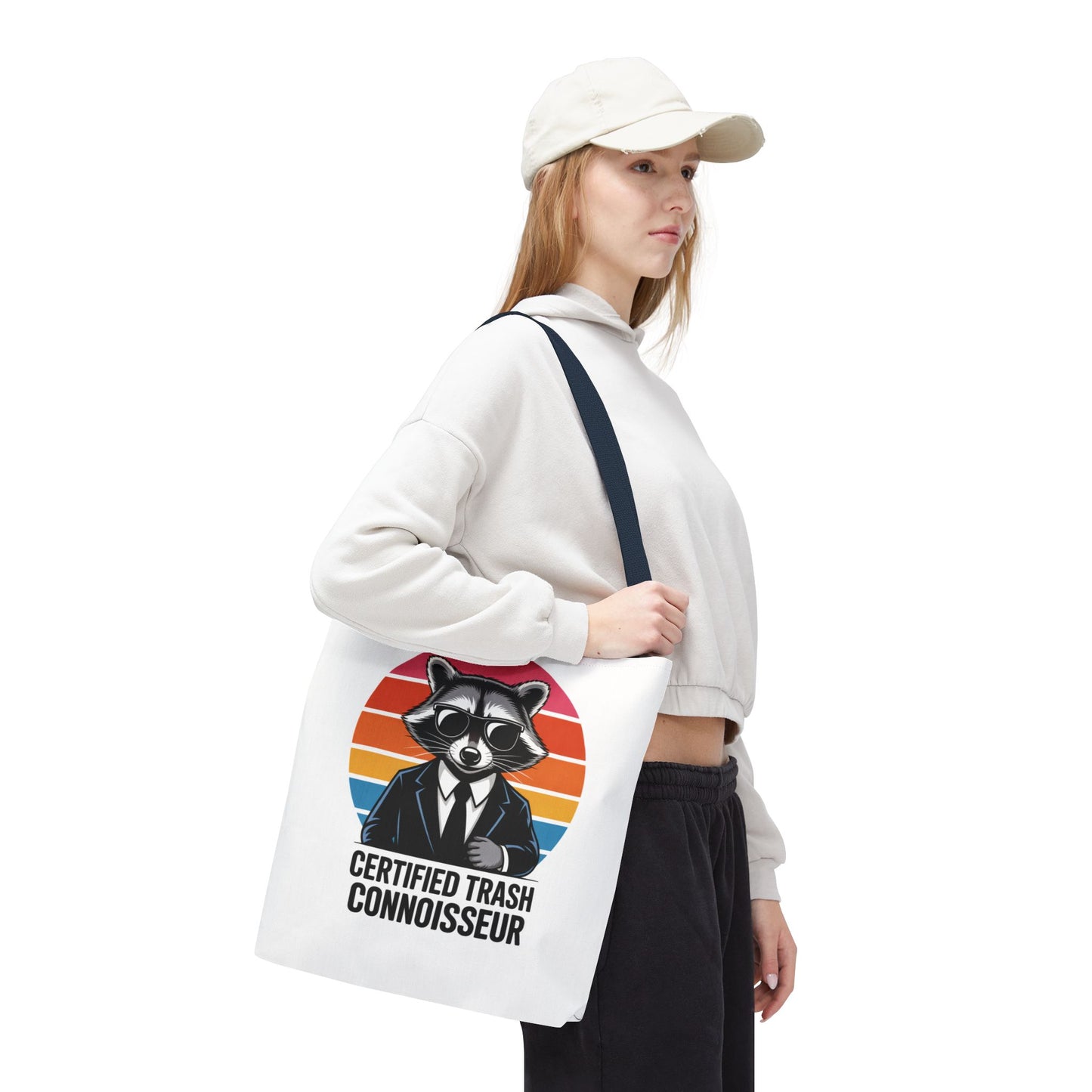 Certified Trash Connoisseur Raccoon Tote Bag Fun and Quirky Everyday Carry Trash Panda Bag