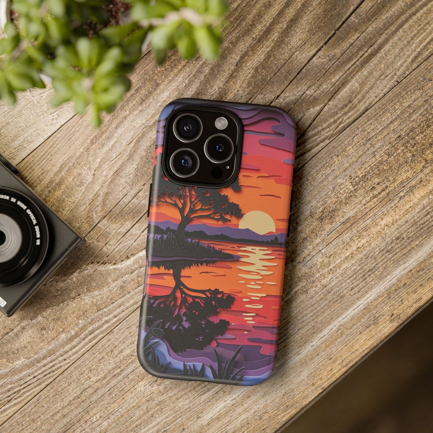 iPhone Case - Colorful Paper Art Sunset Design