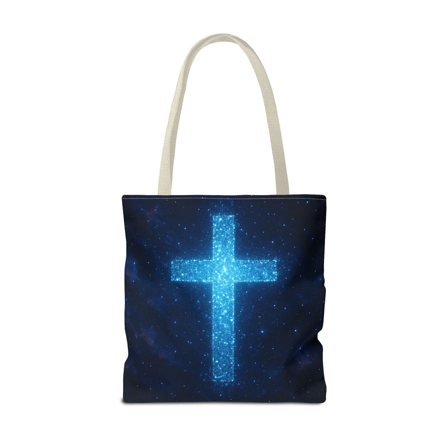 Sparkling Cross Tote Bag - Inspirational Blue Cosmic Bag Christian Tote Spiritual Bag Inspirational Tote Bag