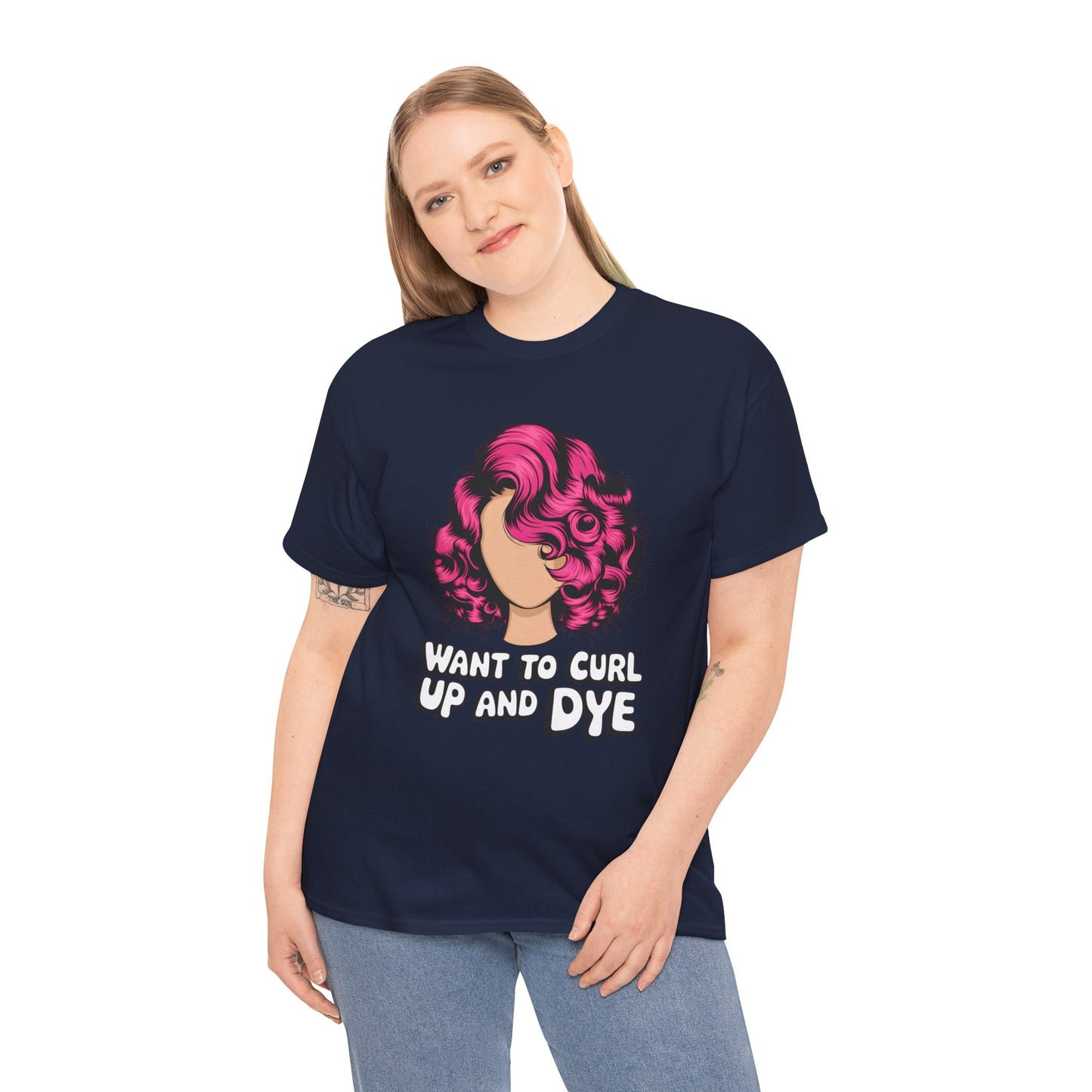 Curly Hair Tee: Want To Curl Up And Dye – Funny Hair Colorist Tee, Salon & Curl Lovers Gift, Trendy Graphic Shirt for Hairstylists