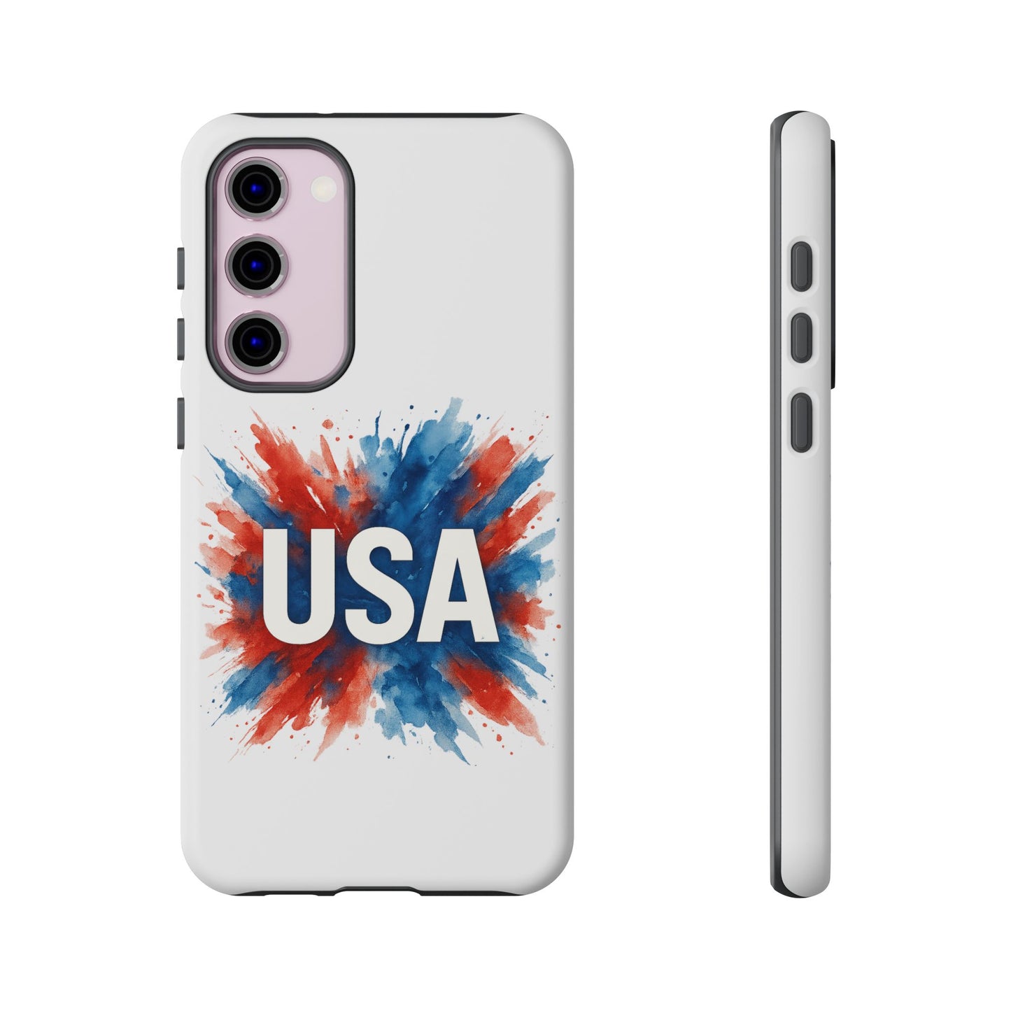 USA Splash Samsung Case - Patriotic Red White Blue Tough Cover, Dual-Layer Protection, 4th of July amd Veteran Gift for Galaxy