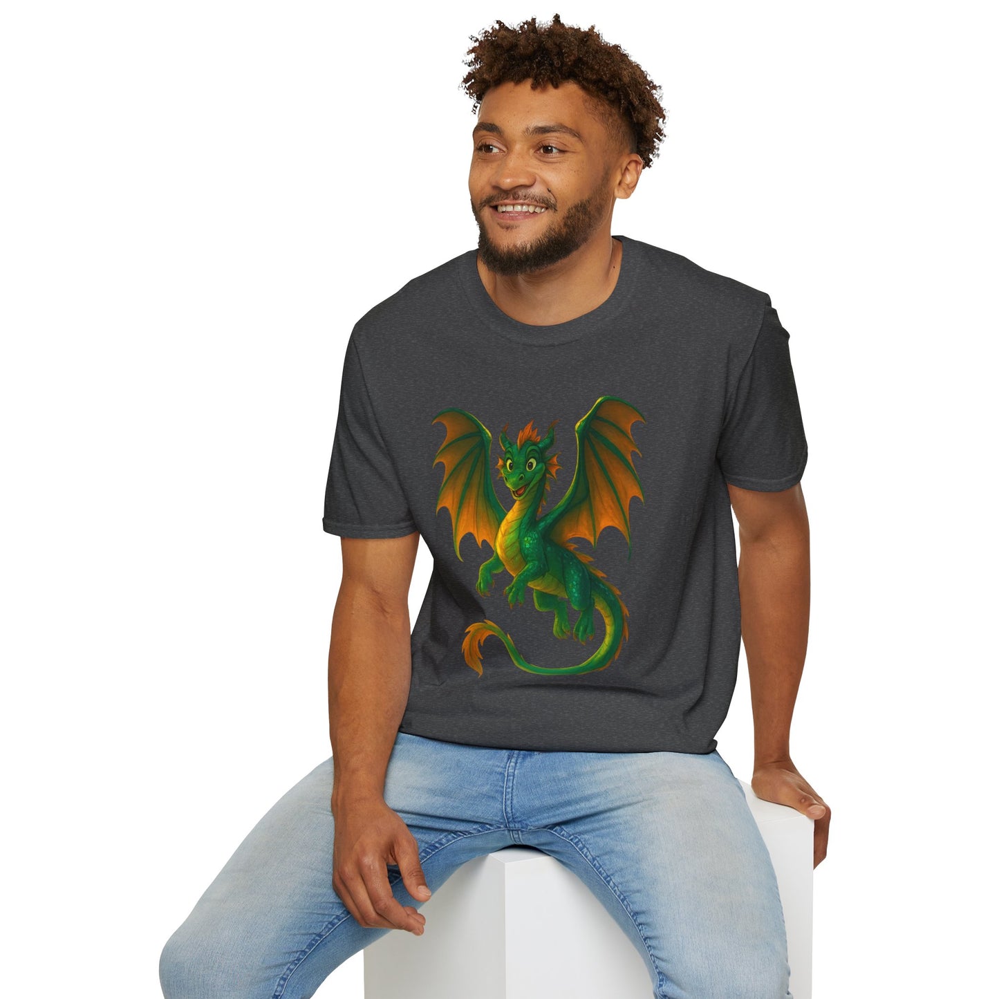 Green Dragon Fantasy T-Shirt | Unisex Mythical Creature Tee | DnD Gamer Gift | Cool Dragon Shirt | Magic RPG Nerdy Graphic Tee