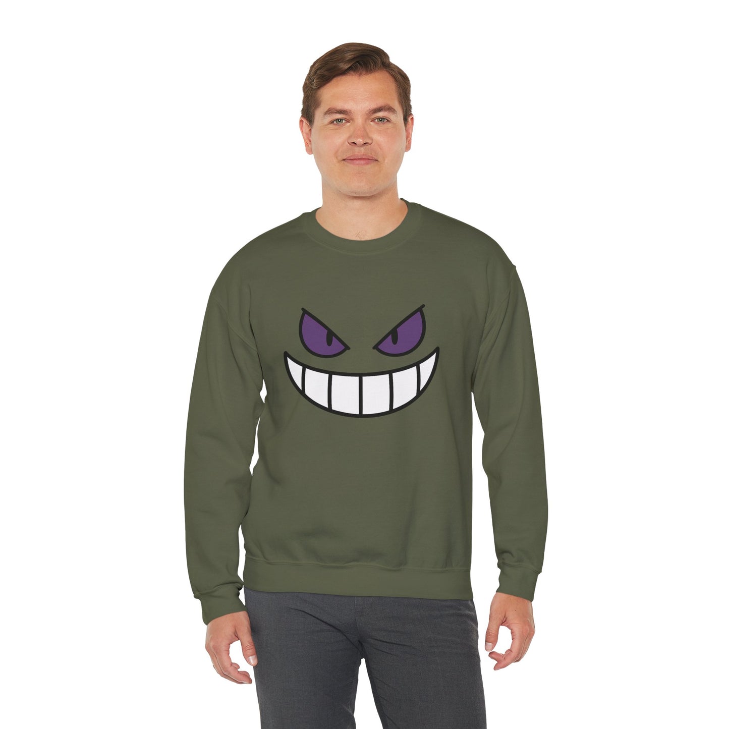 Sinister Grin Sweatshirt, Creepy Smile Crewneck, Dark Cartoon Face Sweatshirt, Halloween Gothic Sweatshirt, Spooky Grin Pullover