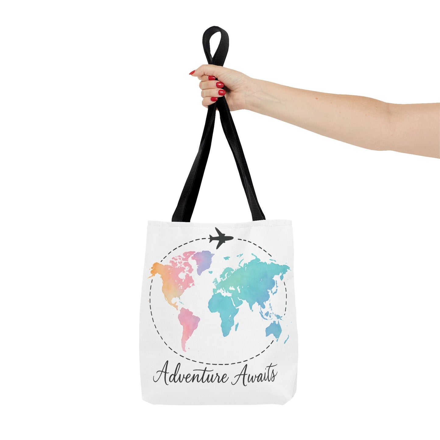 Adventure Awaits Watercolor World Map Tote Bag | Travel Canvas Tote | Wanderlust Gift, Beach, Camping, Airport Carryall, Eco-Friendly