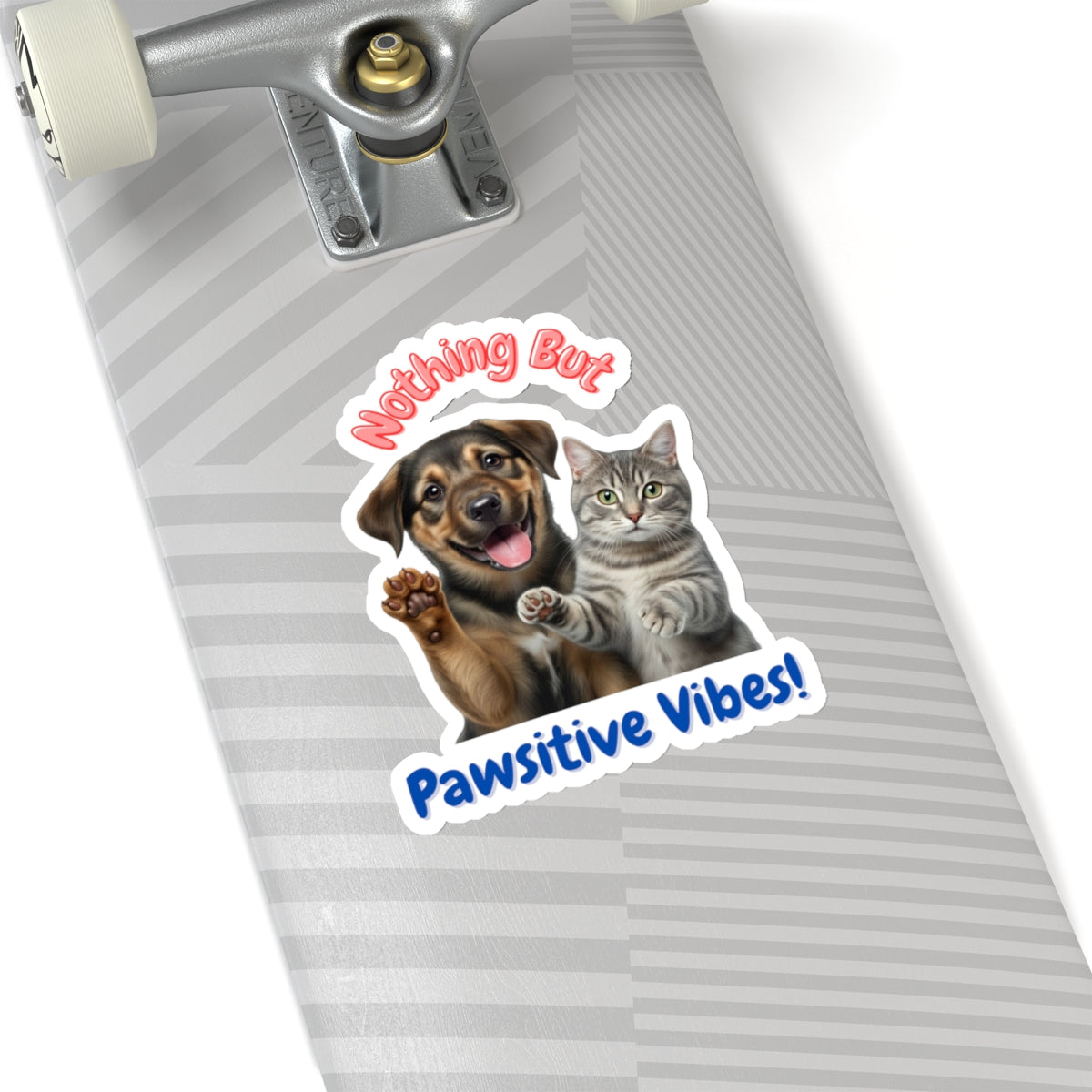 Sticker: Pawsitive Vibes Cat and Dog Pun