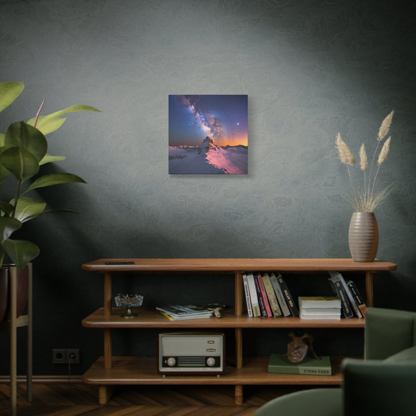 Canvas Art Mountain Top and Milky Way Galaxy View Space Canvas Starry Art with a View