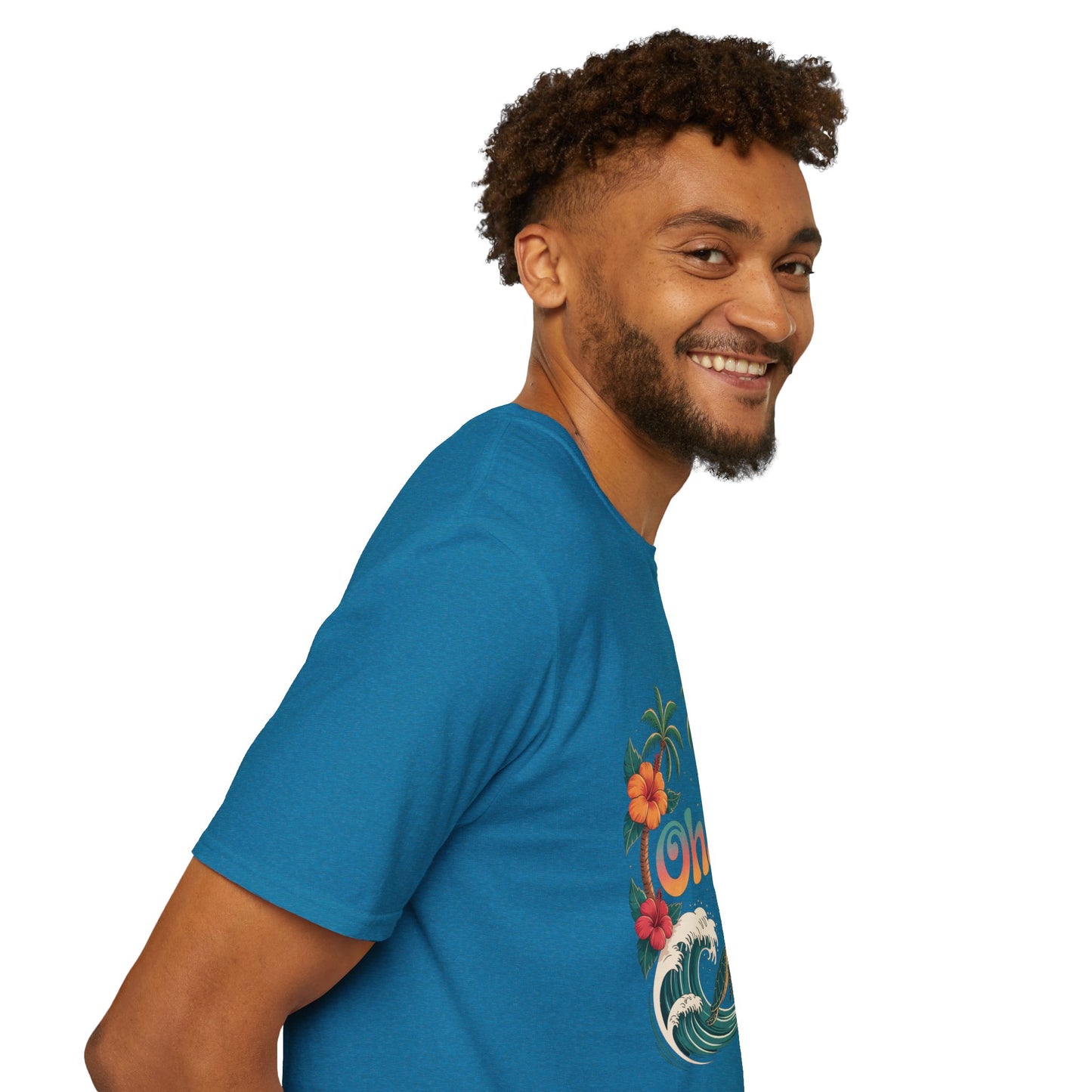Ohana Shirt - Retro Hawaiian Sea Turtle & Palm Tree Graphic Tee - Tropical Beach Family Gift, Summer Vacation Aesthetic T-Shirt
