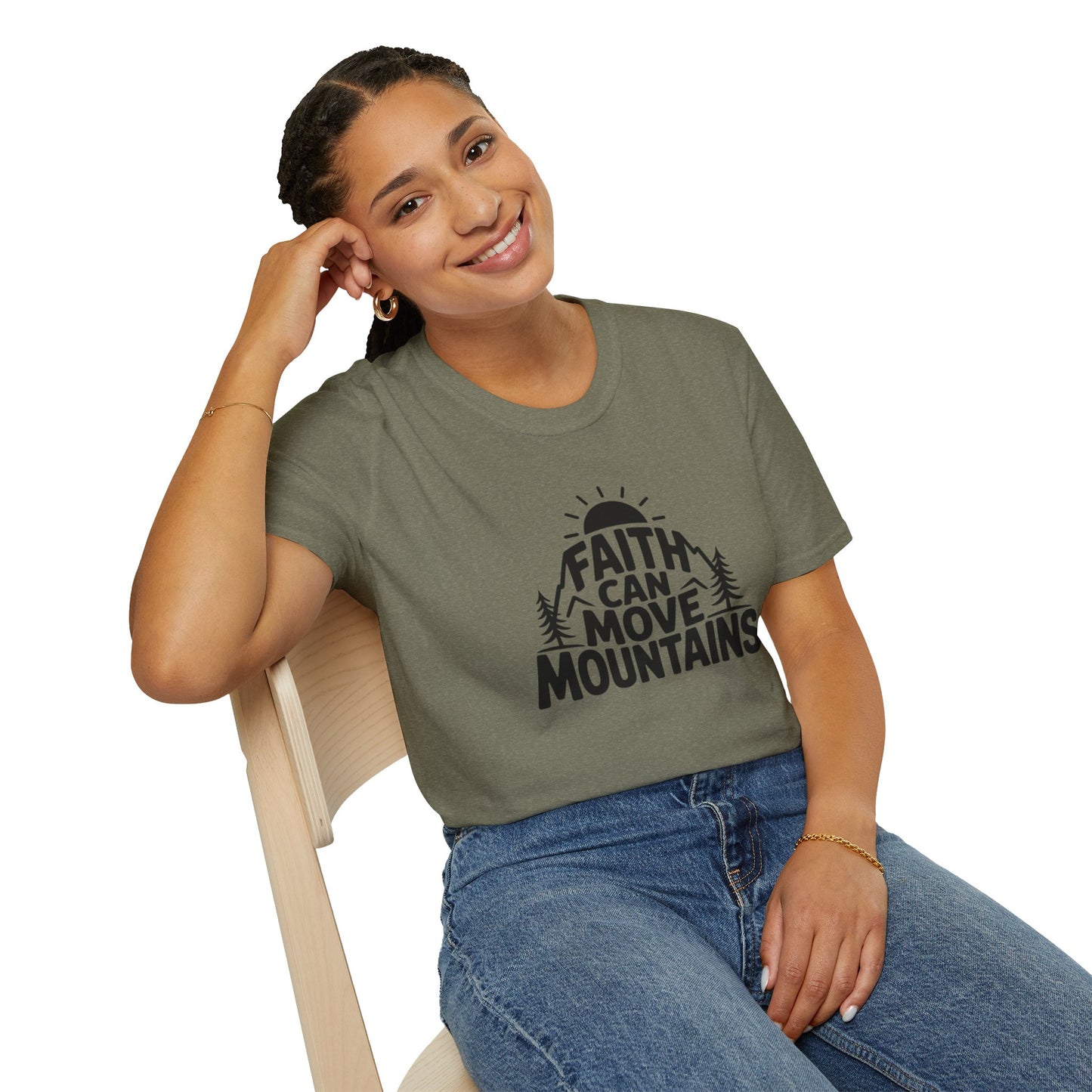 Faith Can Move Mountains T-Shirt | Christian Inspirational Mountain Tee | Boho Nature Faith Graphic Shirt | Gospel Verse Gift for Believers