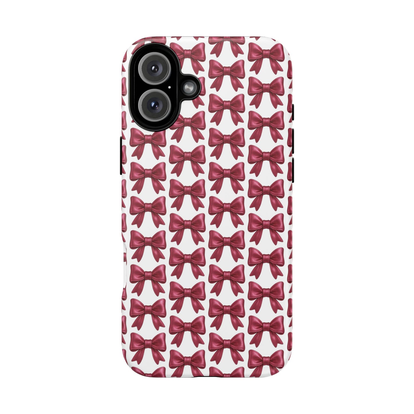 Coquette Bow iPhone Case - Burgundy Ribbon Pattern Phone Cover, Girly Aesthetic Accessory, Cute Gift for Her