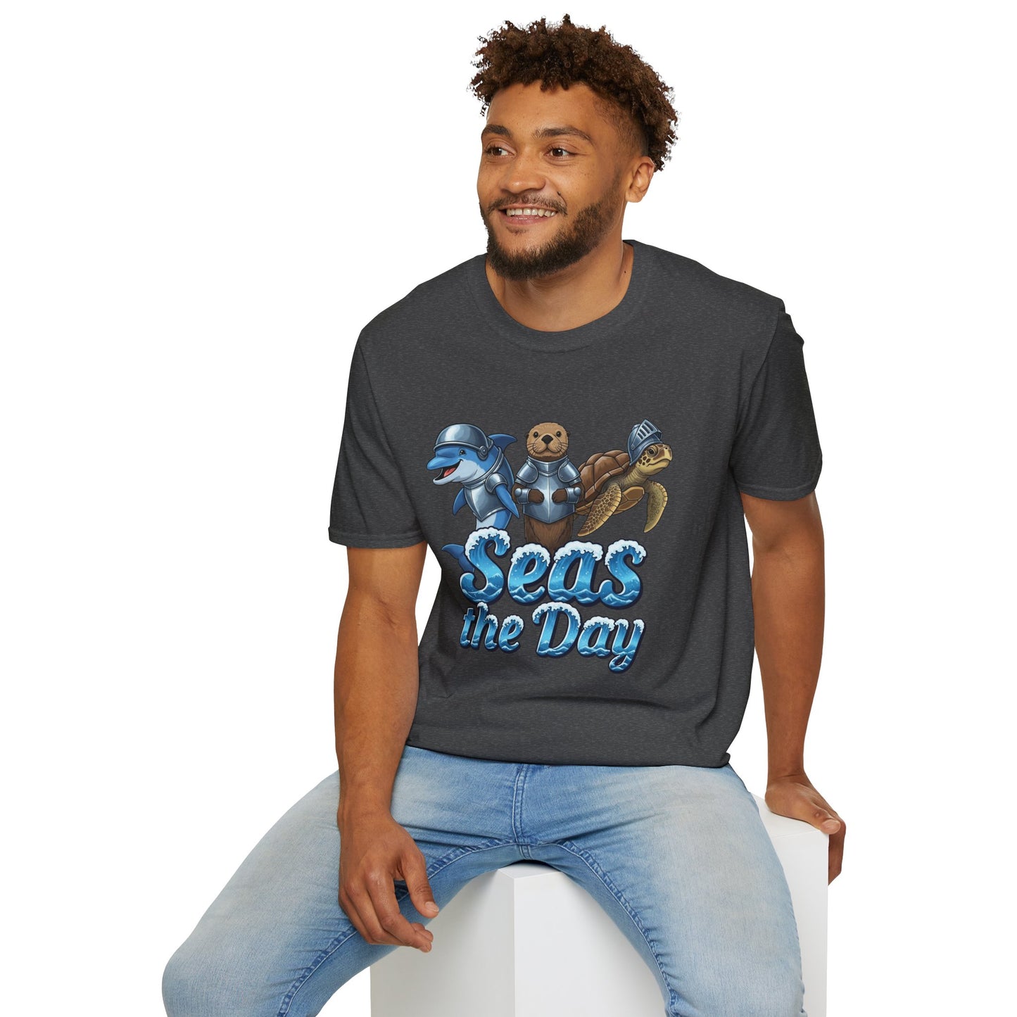 Seas the Day Shirt | Ocean Knight Animals Dolphin Otter Turtle Graphic Tee | Funny Sea Life Adventure Tee | Gift for Beach Lovers
