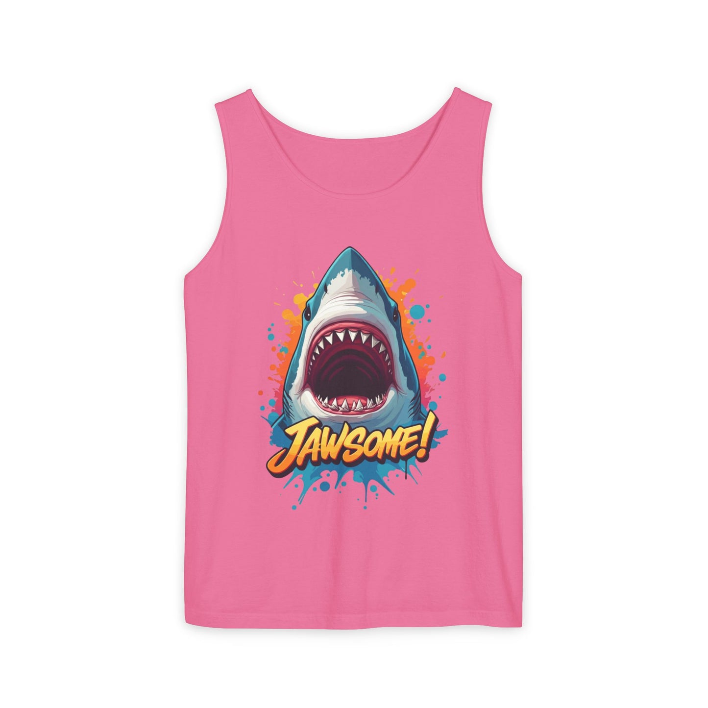 Jawsome Shark Graphic Tank Top | Funny Retro 90s-Style Shark Tee for Men and Women | Bold Ocean Print, Humor Gift, Summer Trending