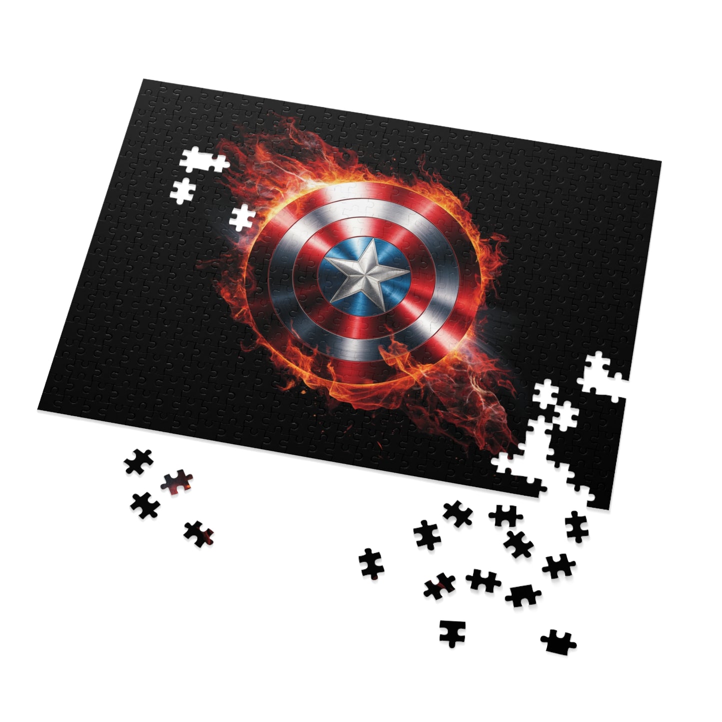 Fire & Shield Jigsaw Puzzle with Tin | Marvel-Inspired Home Décor
