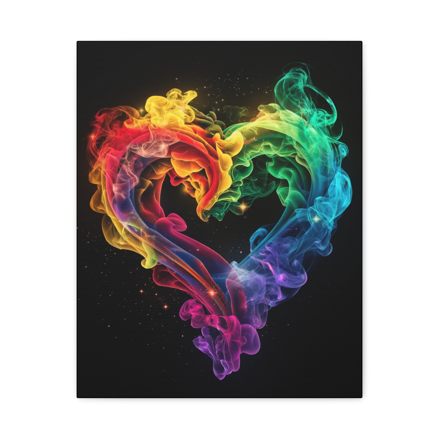 Canvas Art Print - Colorful Smoke Heart Design