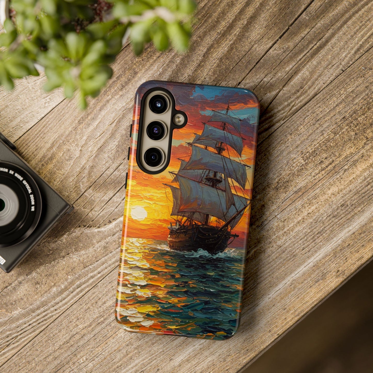 Samsung Galaxy Case - Ship Sailing at Sunset Design