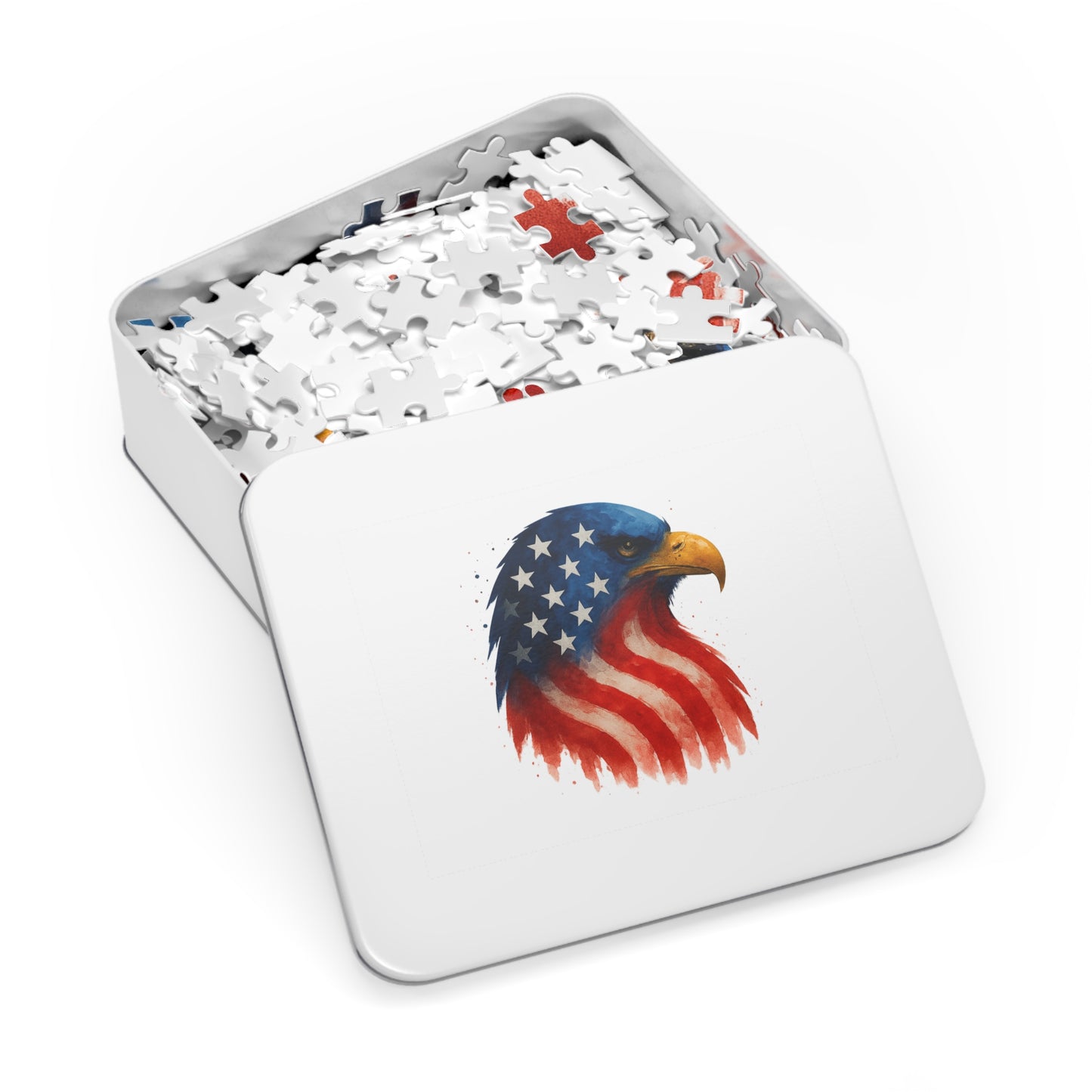 Patriotic Eagle Puzzle - 252 pc - 2000 pc Eagle Jigsaw in Tin, USA Family Game Night, Independence Day Gift, Educational Relaxation Decor